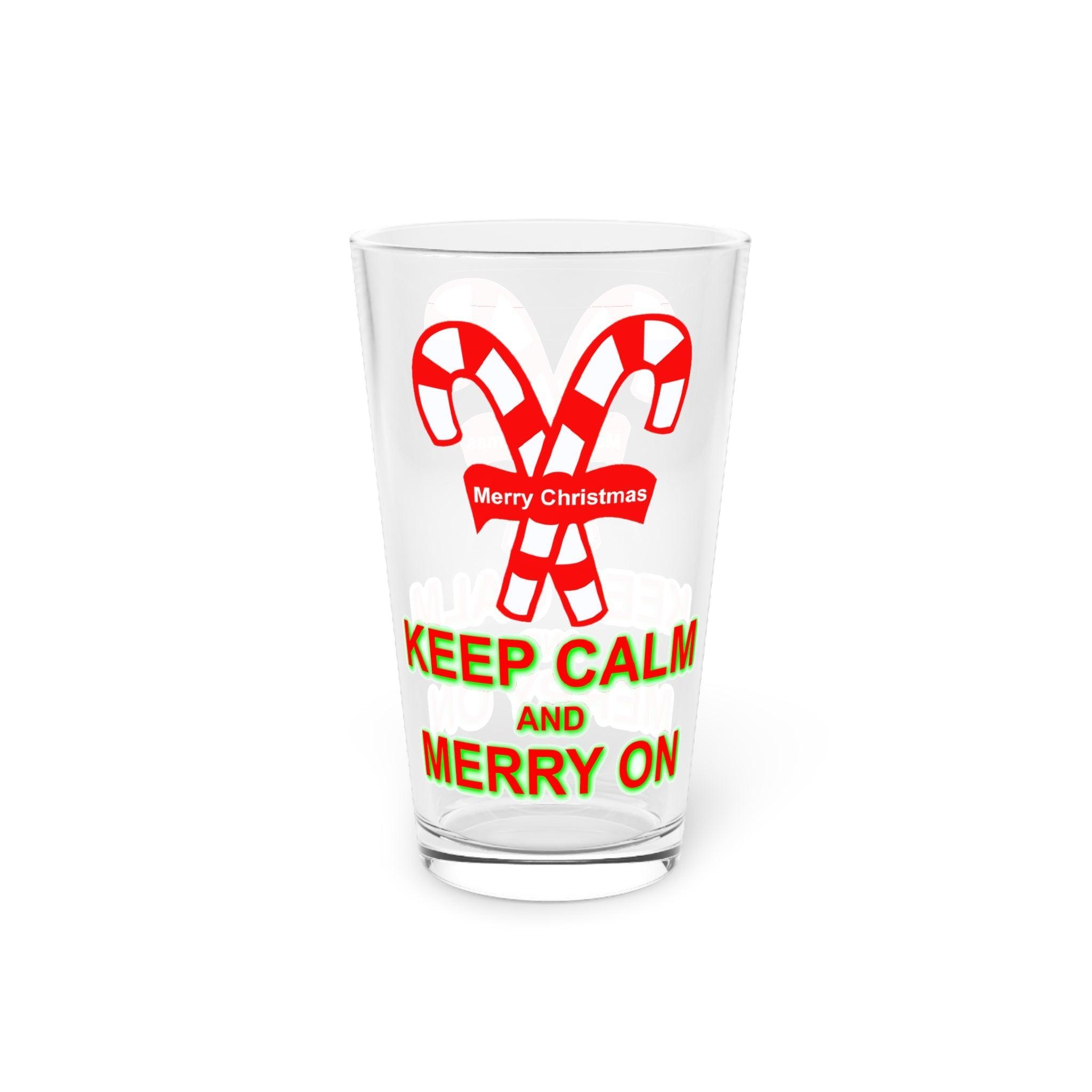 Keep Calm and Merry On - 16oz Pint Glass - Witty Twisters Fashions