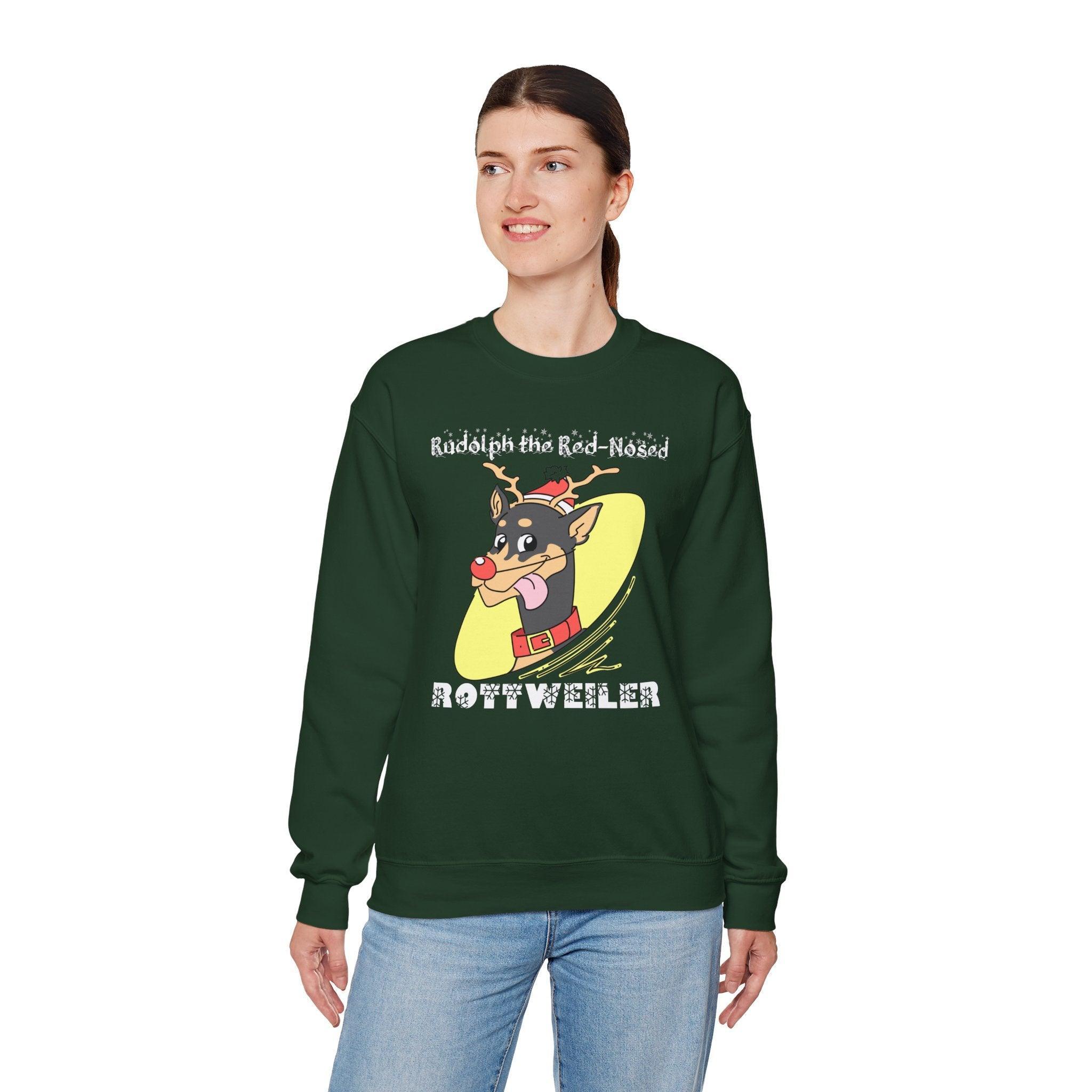 Rudolph The Red-Nosed Rottweiler - Sweatshirt - Witty Twisters Fashions