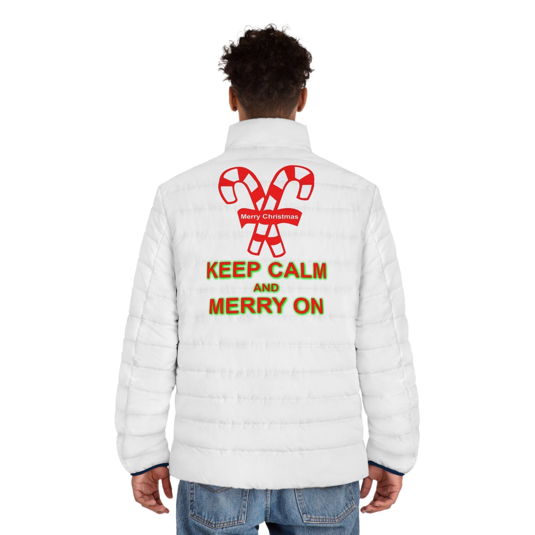 Keep Calm and Merry On - Men’s Puffer Jacket - Witty Twisters Fashions