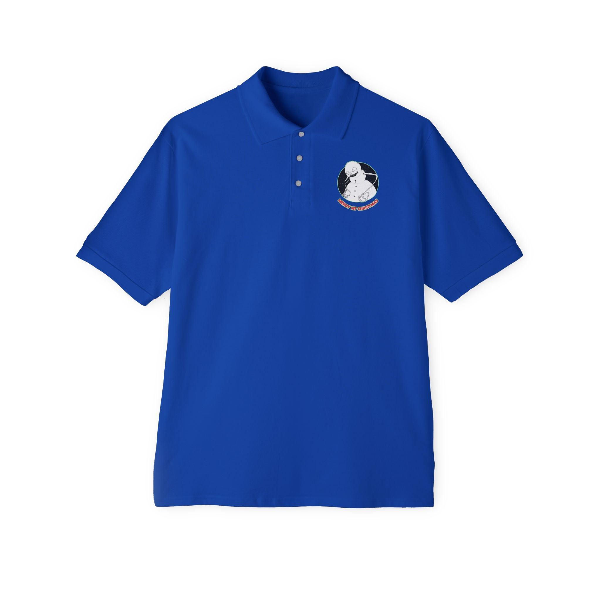Merry MF Christmas - Men's Piqué Polo Shirt - Witty Twisters Fashions
