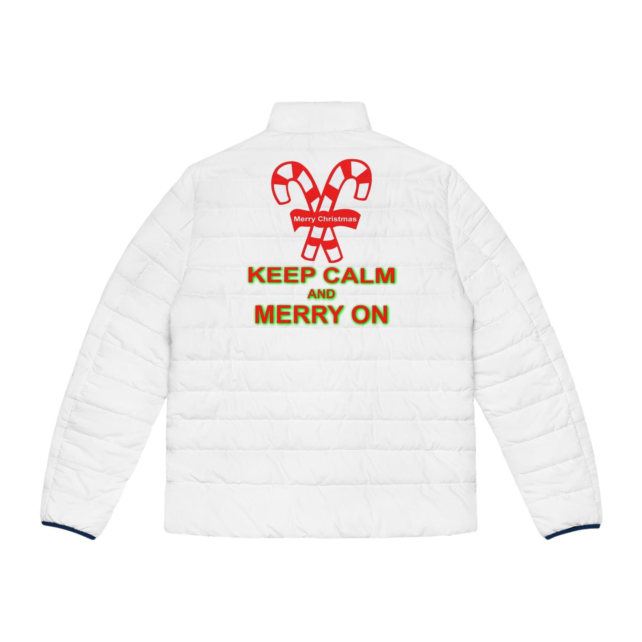 Keep Calm and Merry On - Men’s Puffer Jacket - Witty Twisters Fashions
