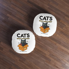 Cats don't give a shit They only take them - Tufted Floor Pillow, Round - Witty Twisters Fashions