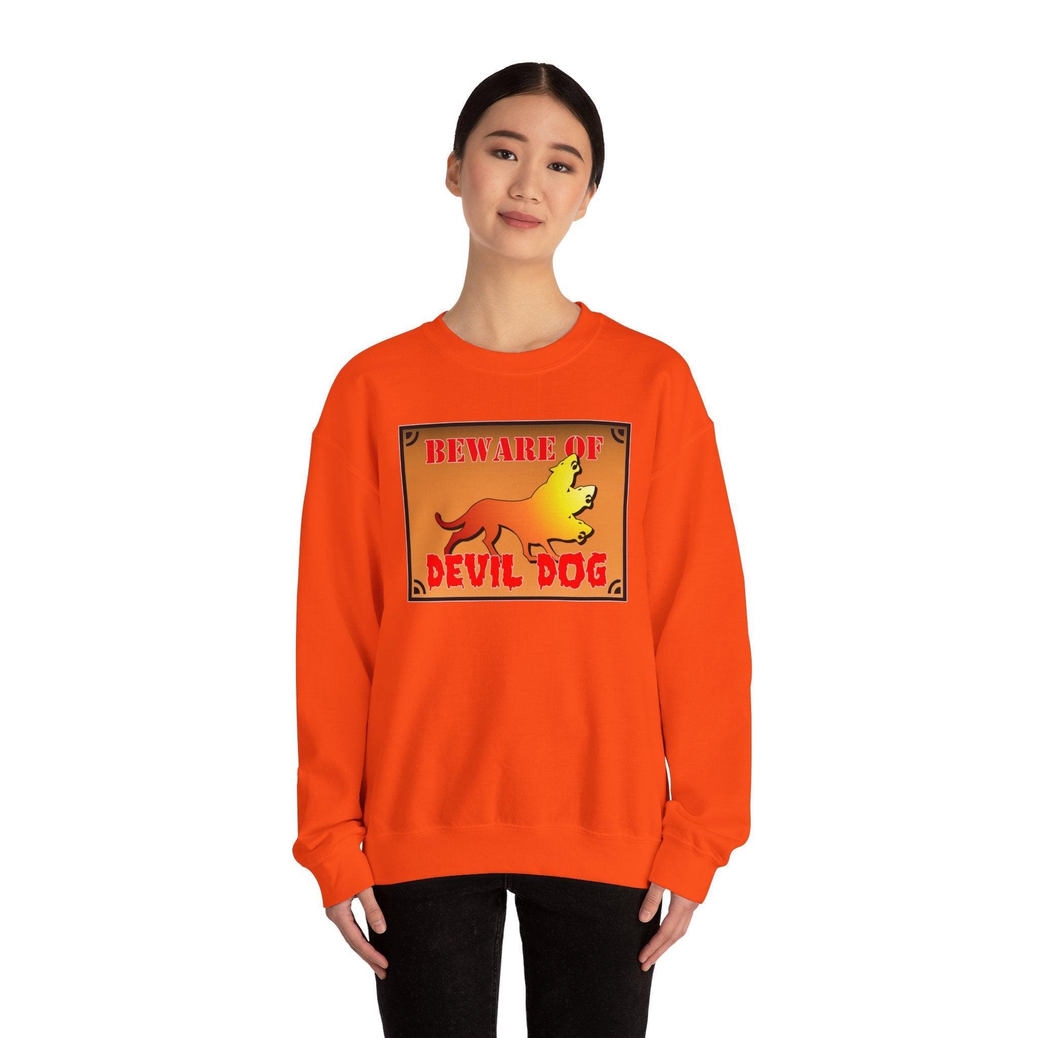 Beware of Devil Dog Sign - Sweatshirt - Witty Twisters Fashions