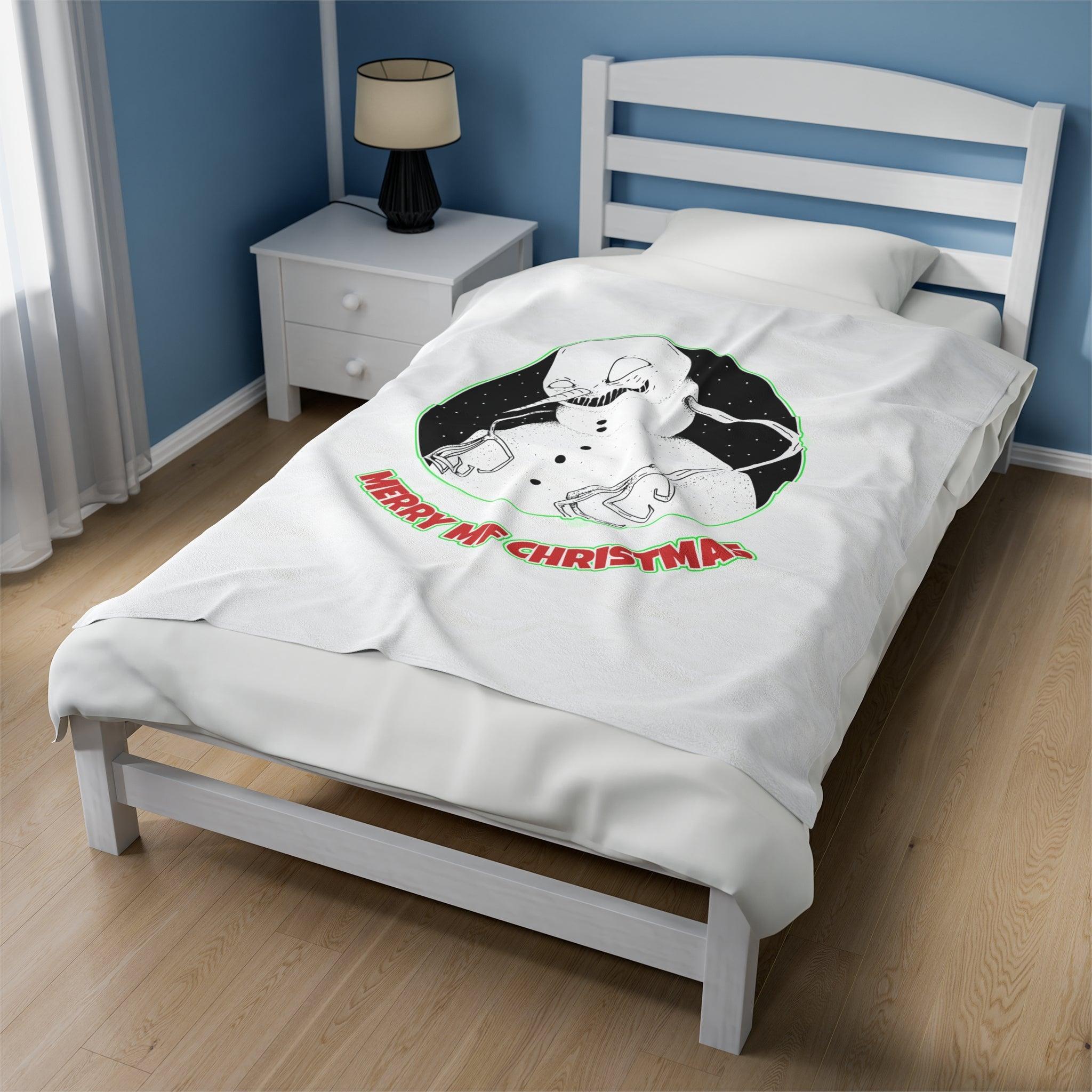 Merry MF Christmas - Velveteen Plush Blanket - Witty Twisters Fashions