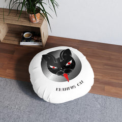 Krampus Cat - Tufted Floor Pillow, Round - Witty Twisters Fashions