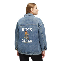 Bike Girls Like to ride the hard ones - Women's Denim Jean Jacket - Witty Twisters Fashions