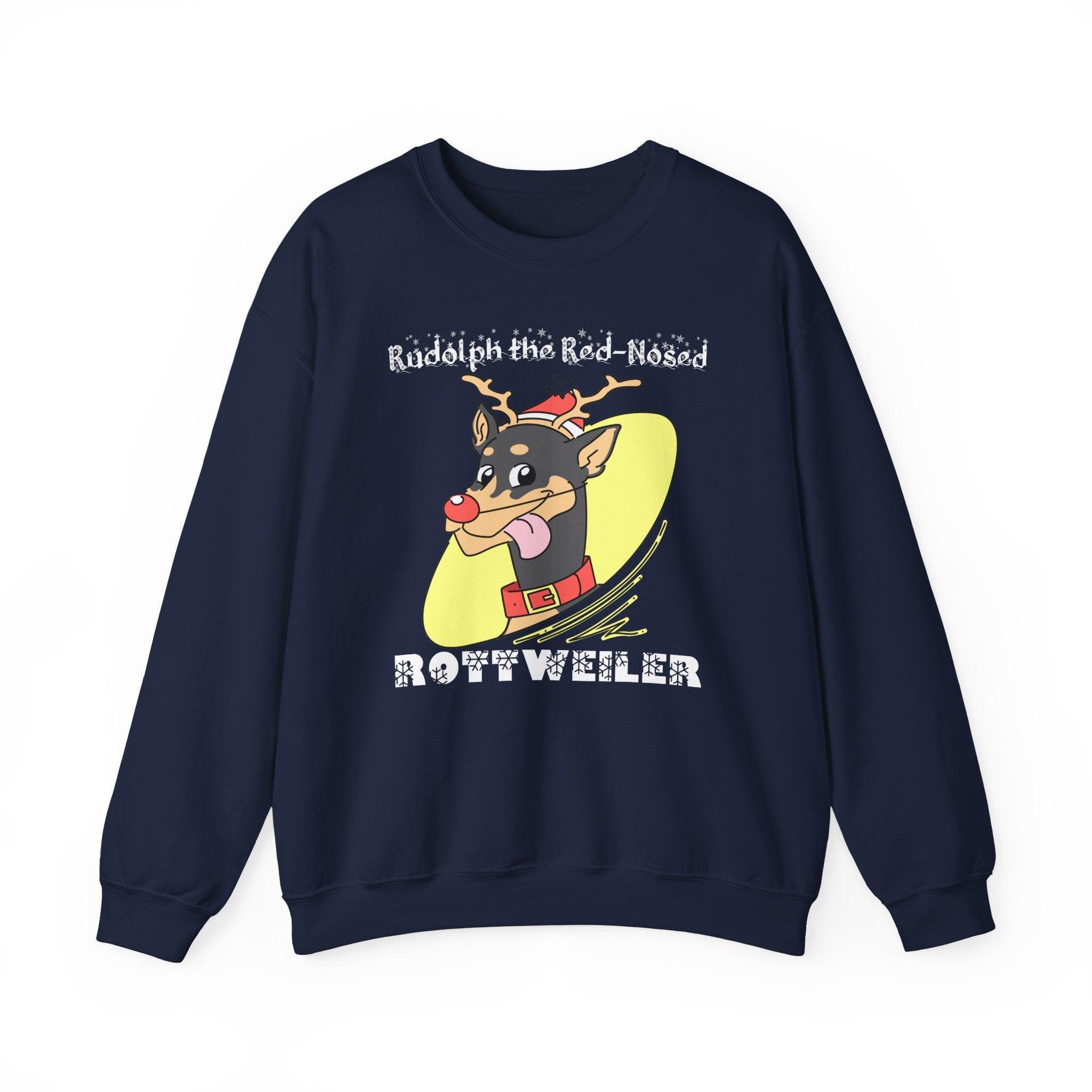 Rudolph The Red-Nosed Rottweiler - Sweatshirt - Witty Twisters Fashions