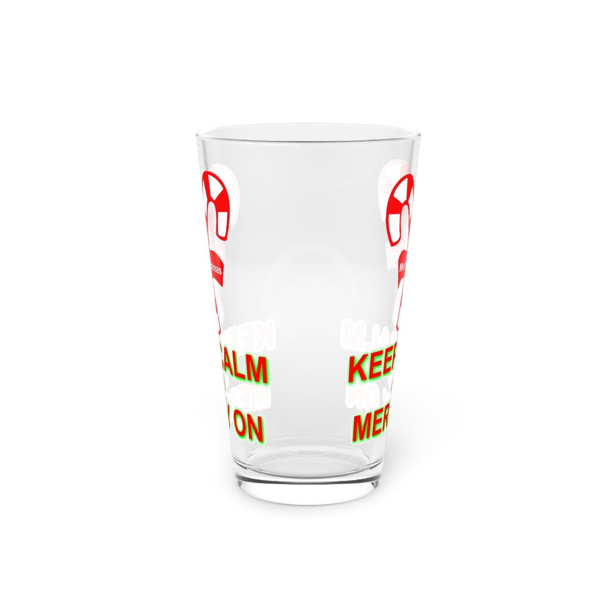 Keep Calm and Merry On - 16oz Pint Glass - Witty Twisters Fashions
