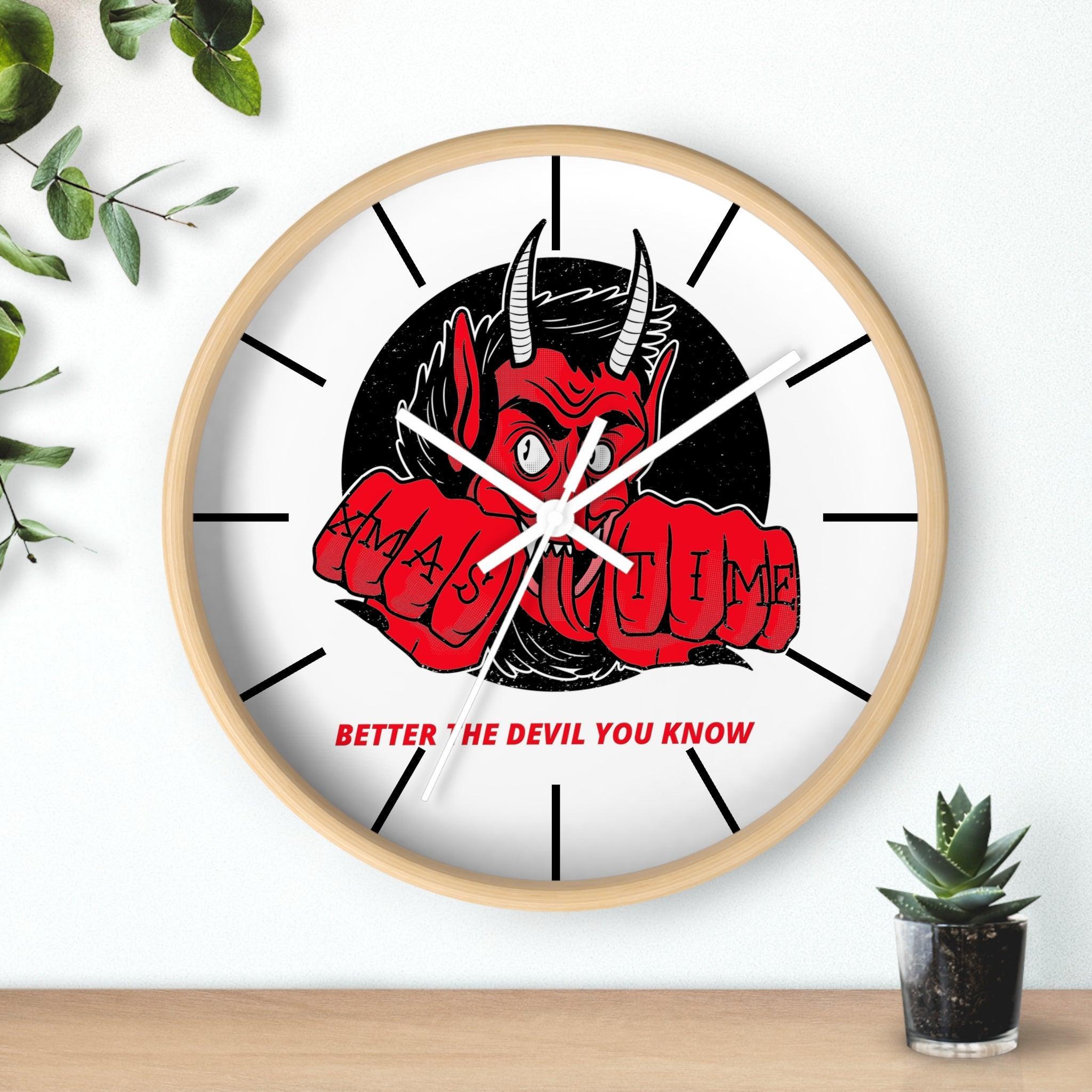 Better the devil you know Xmas time - Wall Clock - Witty Twisters Fashions