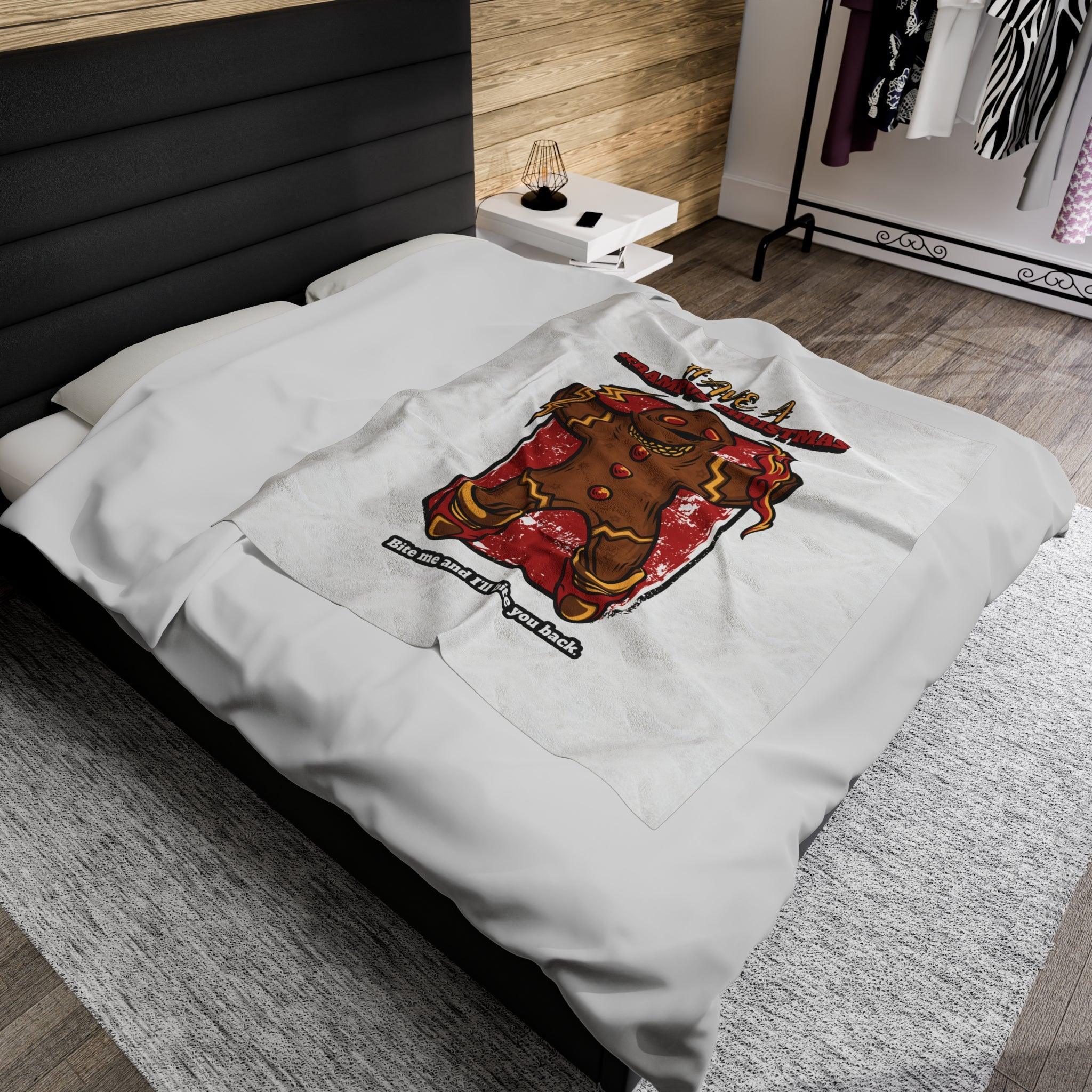 Have a Krampus Christmas Bite me and I'll bite you back. - Velveteen Plush Blanket - Witty Twisters Fashions