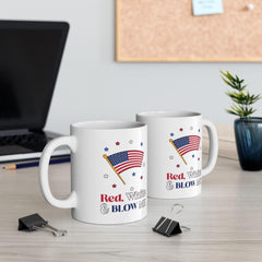 Red, white and blow me - Ceramic Coffee Mug 11oz, 15oz - Witty Twisters Fashions