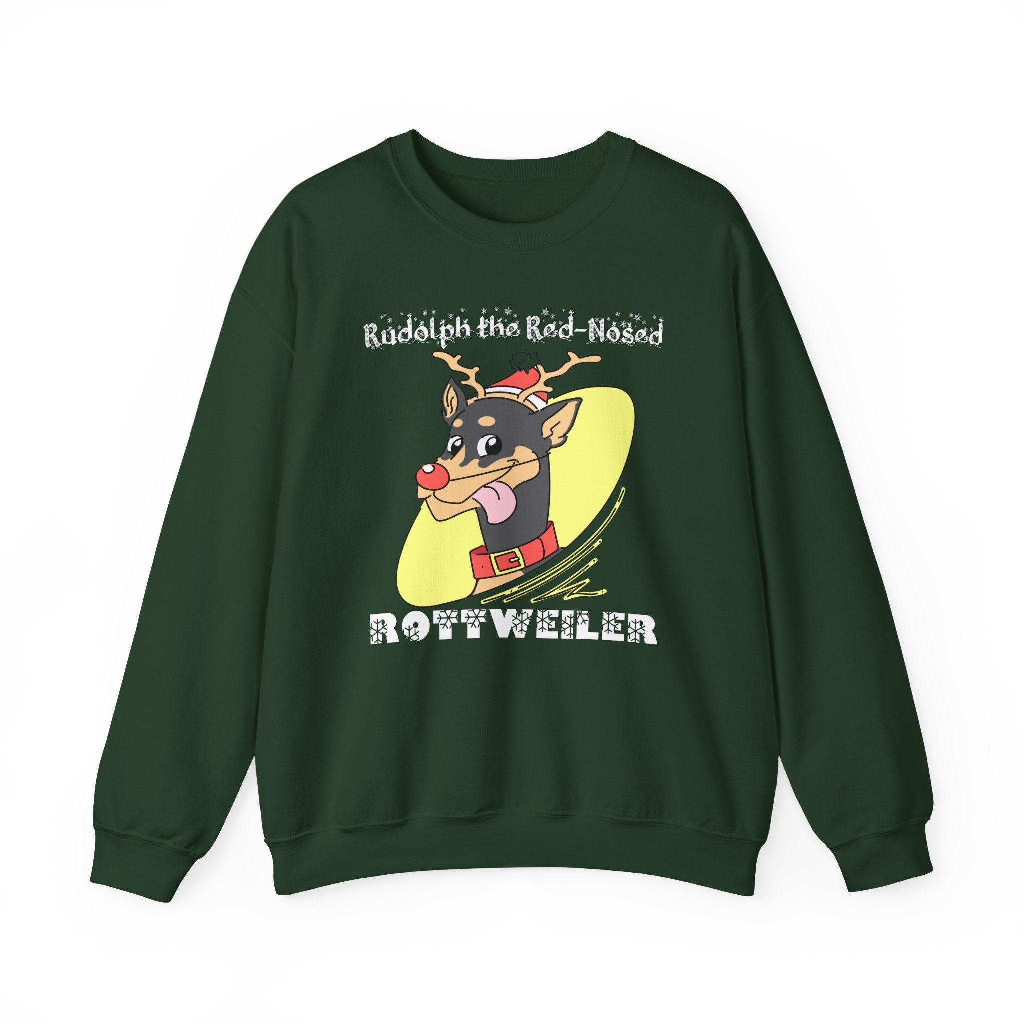 Rudolph The Red-Nosed Rottweiler - Sweatshirt - Witty Twisters Fashions