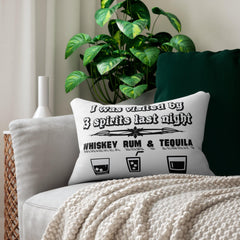 I was visited by 3 spirits last night Whiskey Rum and Tequila - Spun Polyester Lumbar Pillow - Witty Twisters Fashions