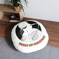 Merry MF Christmas - Tufted Floor Pillow, Round - Witty Twisters Fashions