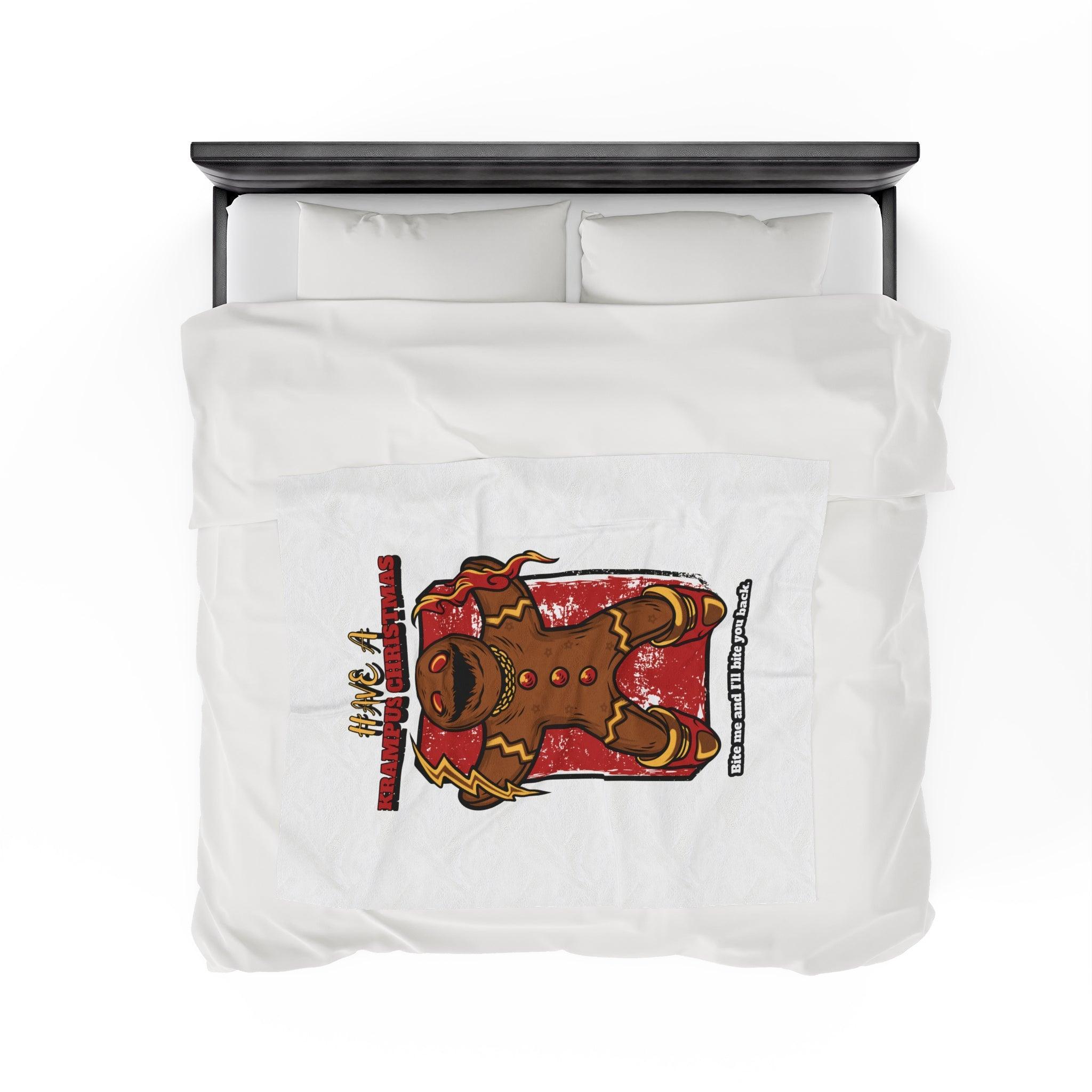 Have a Krampus Christmas Bite me and I'll bite you back. - Velveteen Plush Blanket - Witty Twisters Fashions