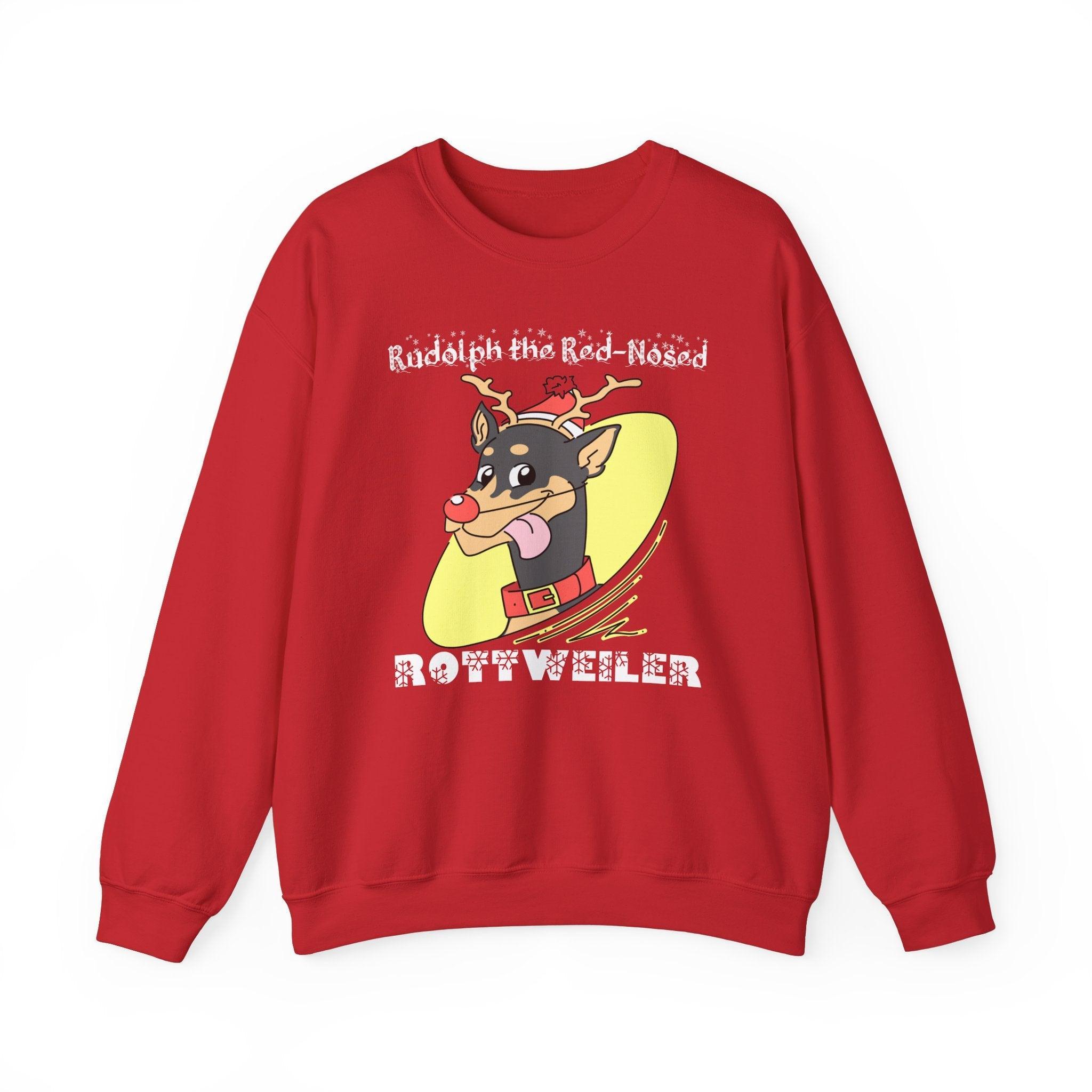 Rudolph The Red-Nosed Rottweiler - Sweatshirt - Witty Twisters Fashions