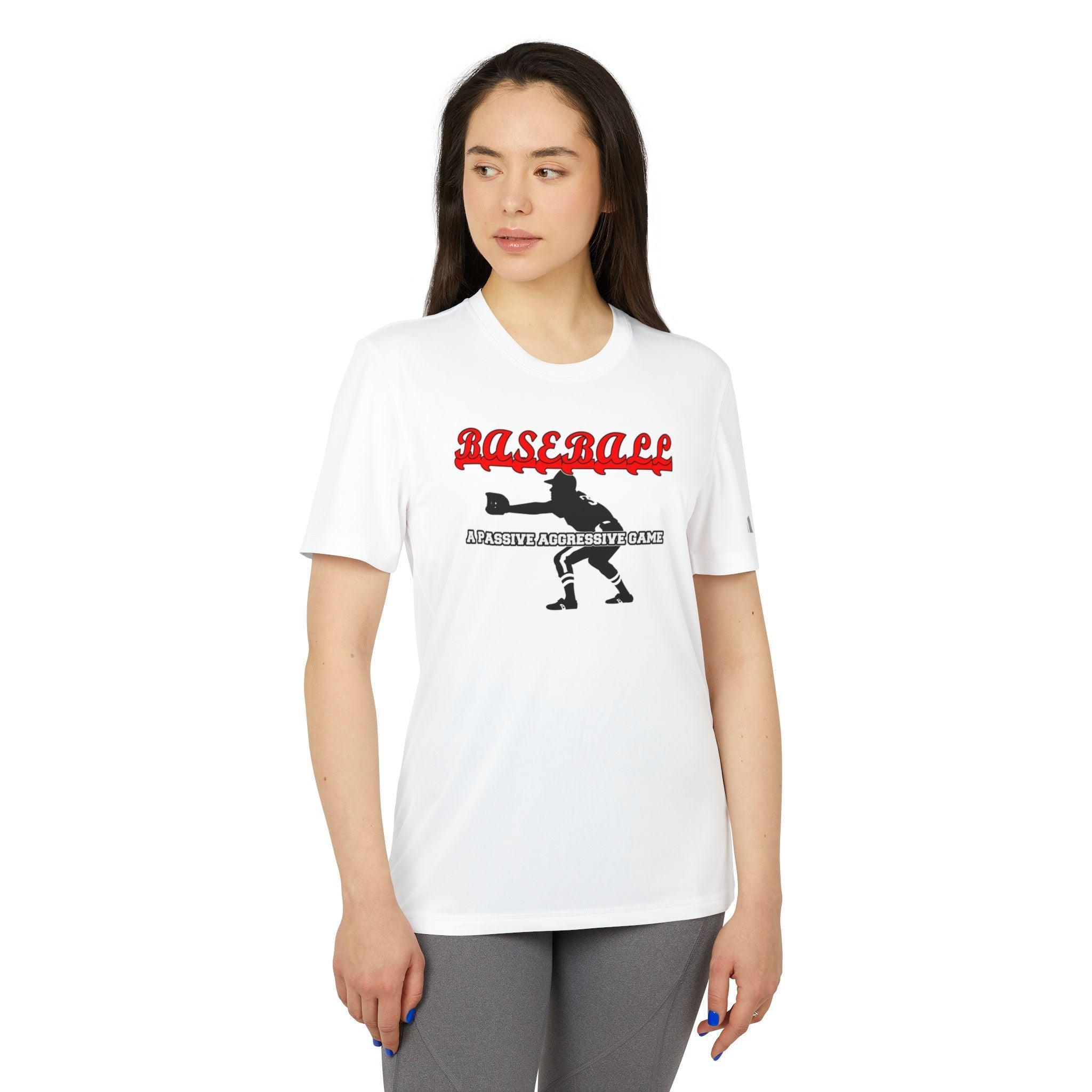 Baseball A passive aggressive game - adidas® Unisex Sport T-shirt - Witty Twisters Fashions