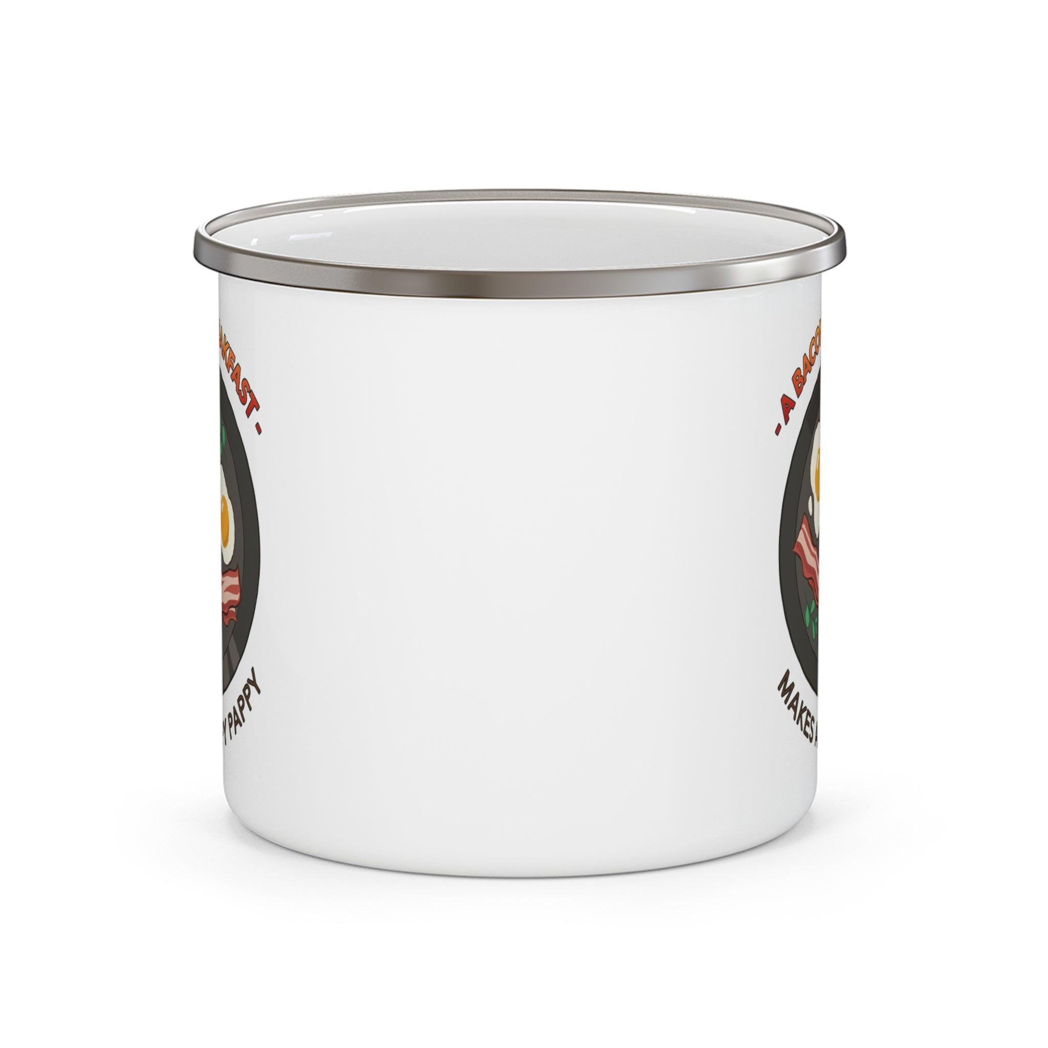 A bacon breakfast makes a happy pappy - Enamel Camping Coffee Cup - Witty Twisters Fashions