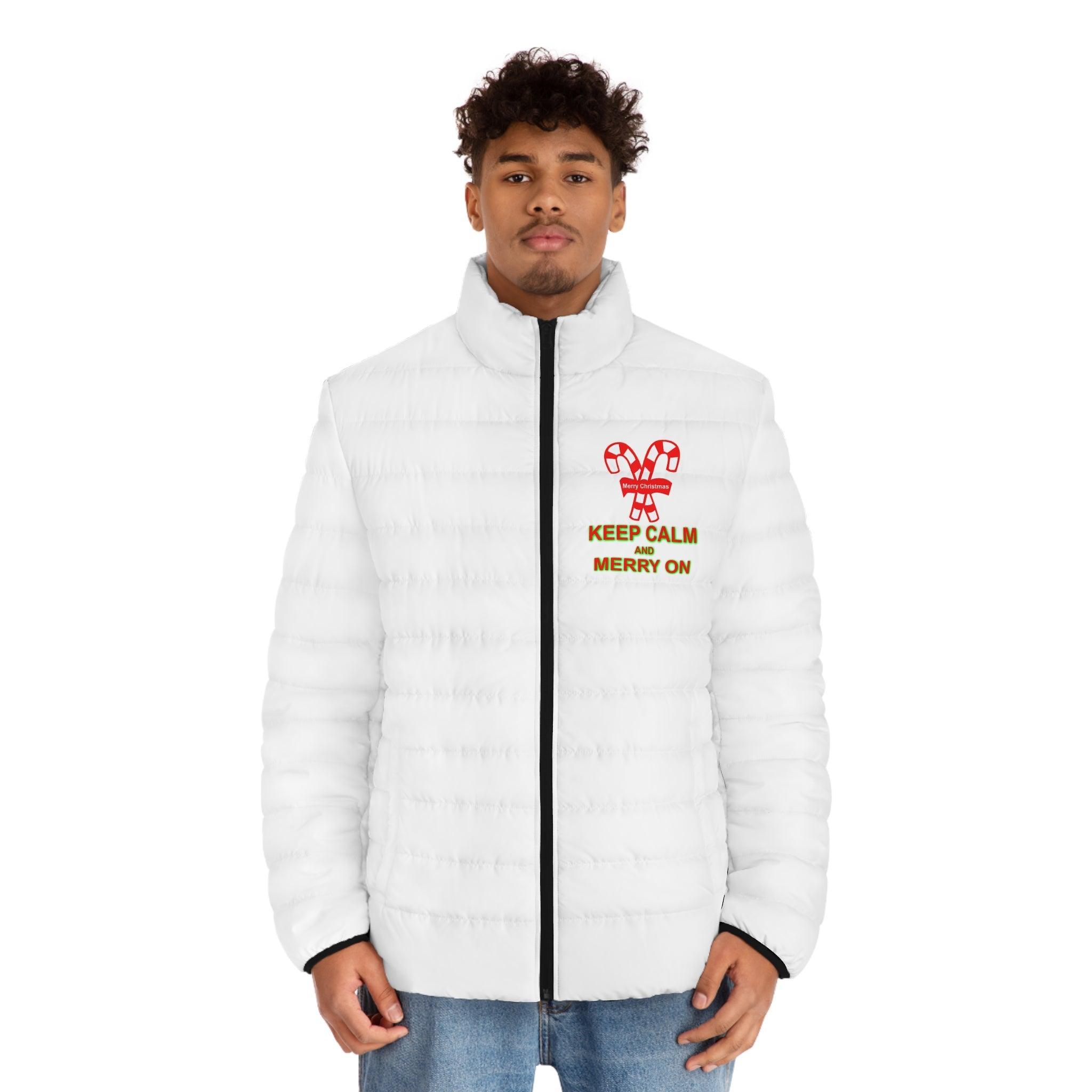 Keep Calm and Merry On - Men’s Puffer Jacket - Witty Twisters Fashions