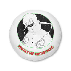 Merry MF Christmas - Tufted Floor Pillow, Round - Witty Twisters Fashions
