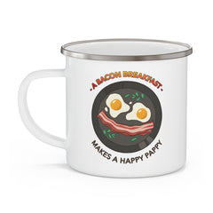 A bacon breakfast makes a happy pappy - Enamel Camping Coffee Cup - Witty Twisters Fashions
