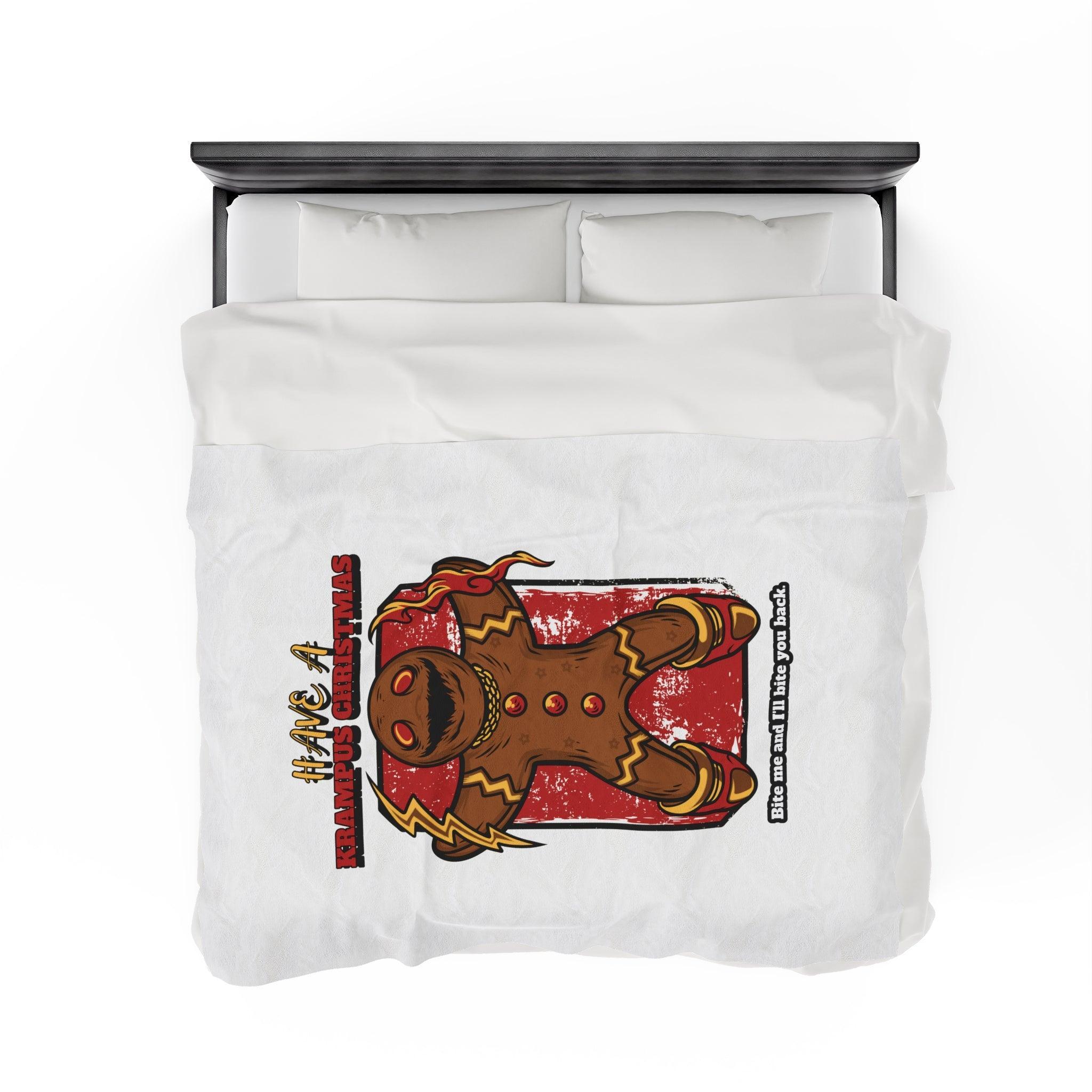 Have a Krampus Christmas Bite me and I'll bite you back. - Velveteen Plush Blanket - Witty Twisters Fashions
