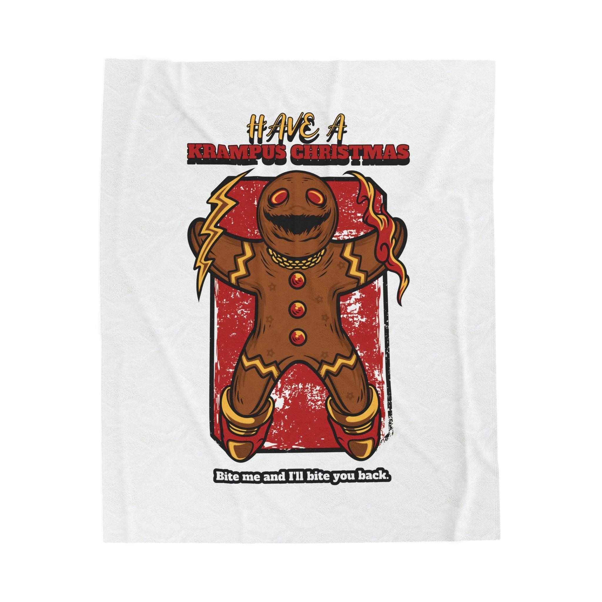Have a Krampus Christmas Bite me and I'll bite you back. - Velveteen Plush Blanket - Witty Twisters Fashions