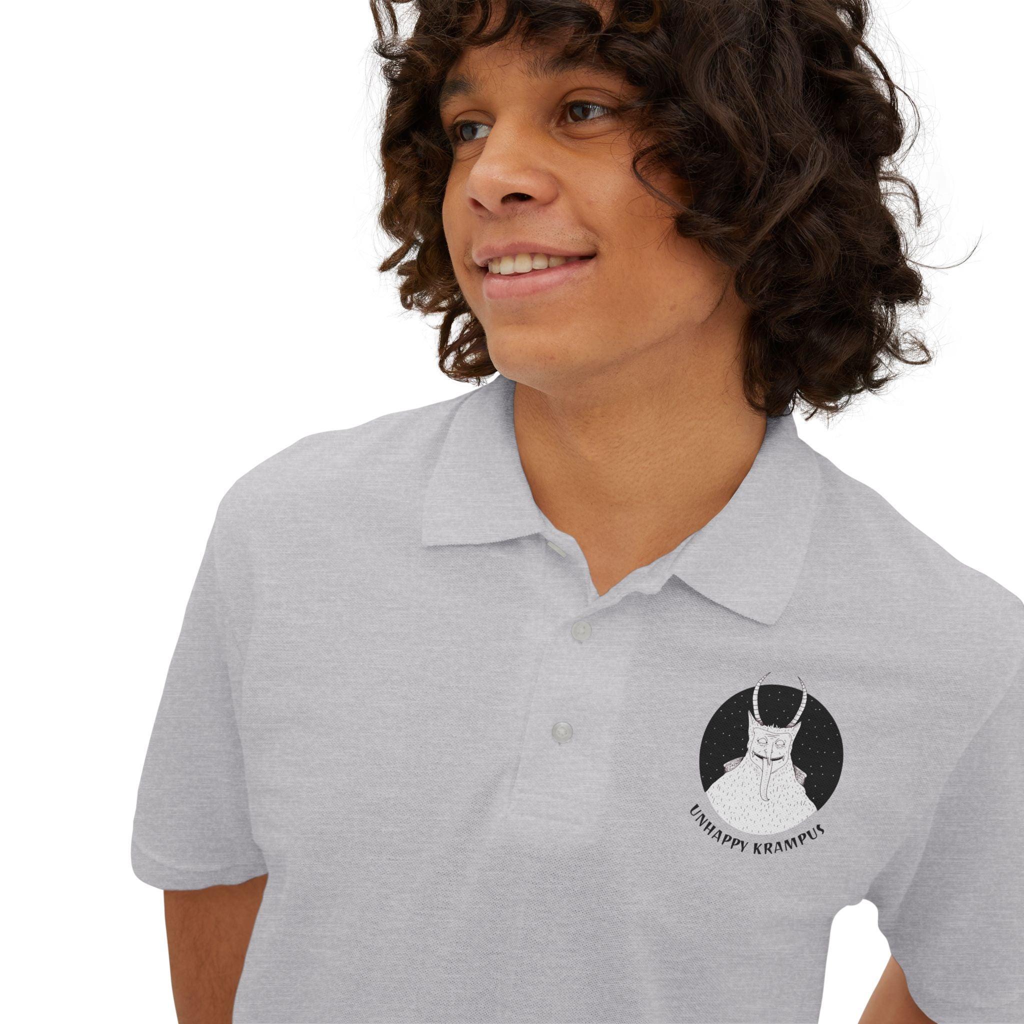 Unhappy Krampus - Men's Piqué Polo Shirt - Witty Twisters Fashions