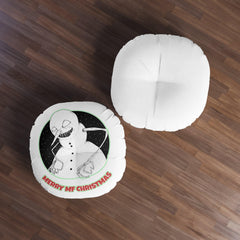 Merry MF Christmas - Tufted Floor Pillow, Round - Witty Twisters Fashions
