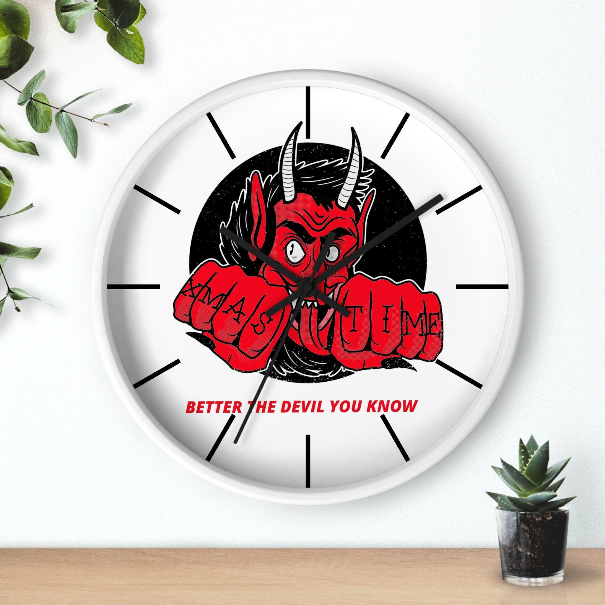 Better the devil you know Xmas time - Wall Clock - Witty Twisters Fashions