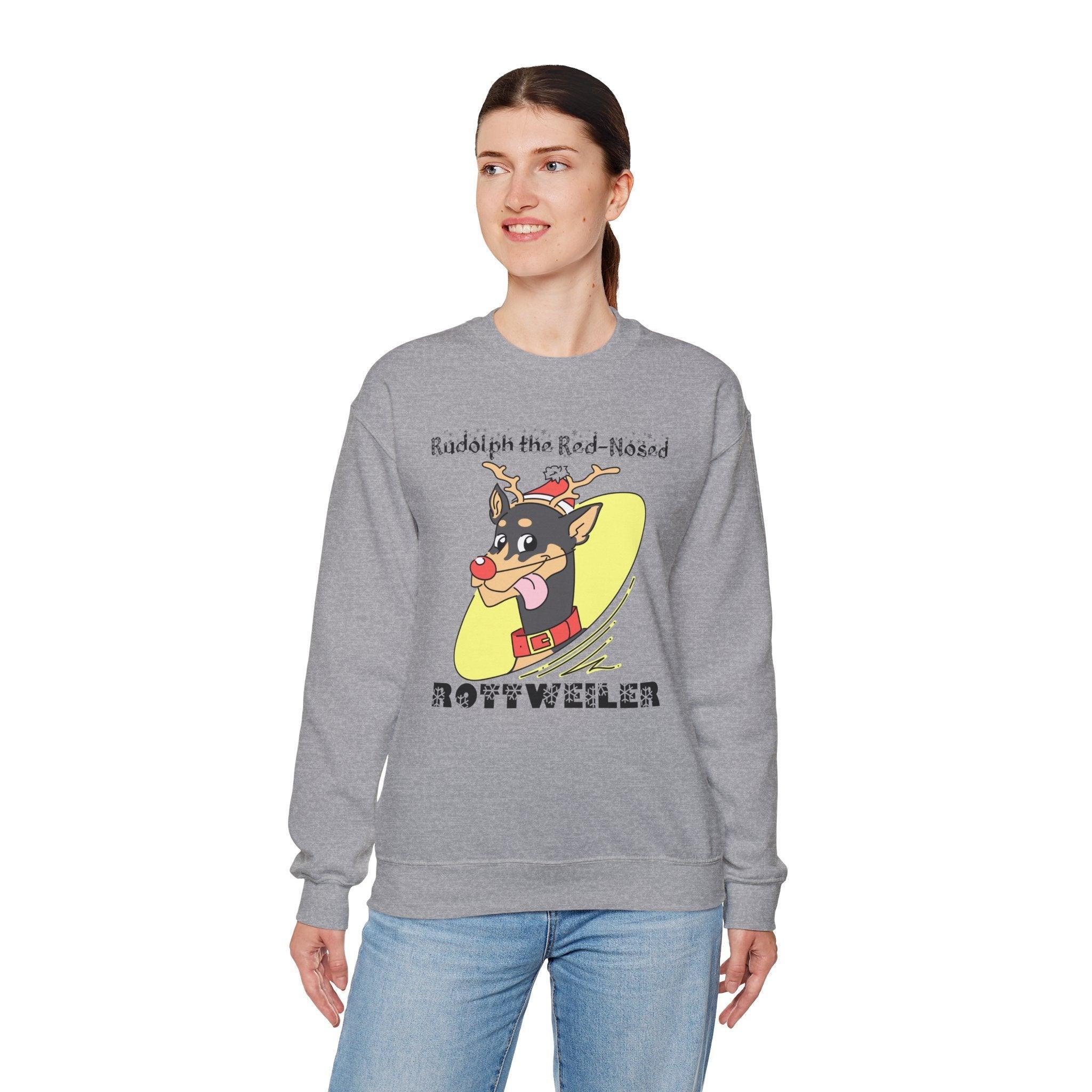 Rudolph The Red-Nosed Rottweiler - Sweatshirt - Witty Twisters Fashions