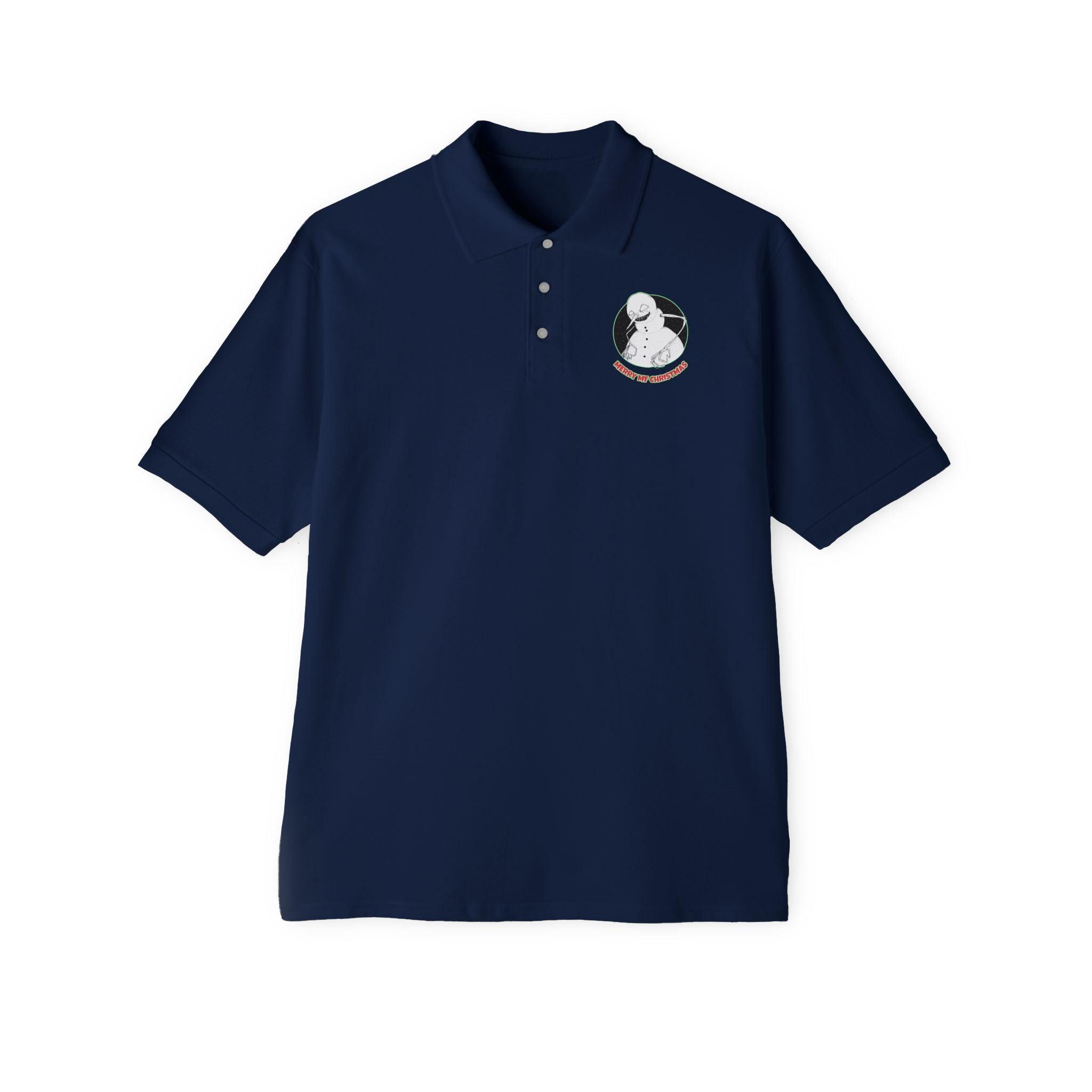 Merry MF Christmas - Men's Piqué Polo Shirt - Witty Twisters Fashions