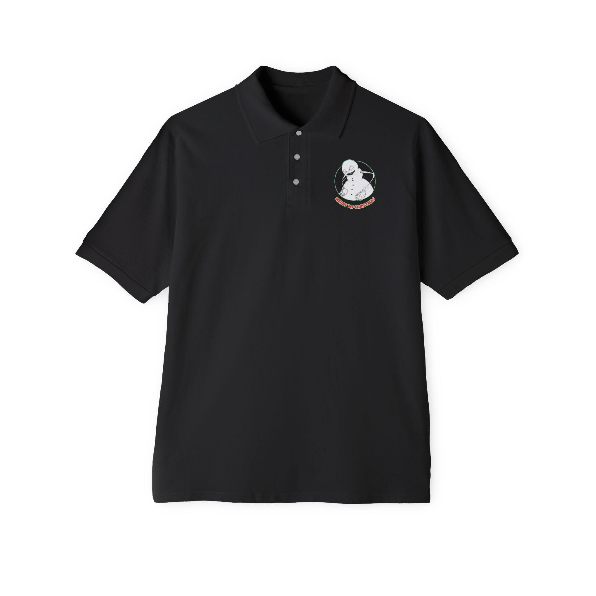 Merry MF Christmas - Men's Piqué Polo Shirt - Witty Twisters Fashions