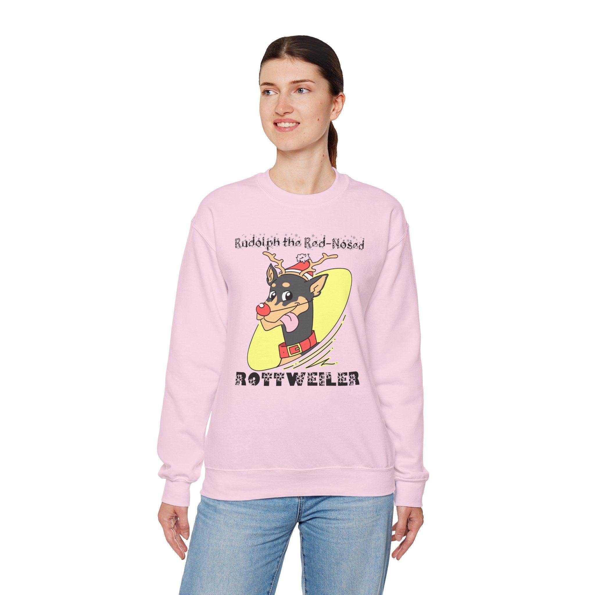Rudolph The Red-Nosed Rottweiler - Sweatshirt - Witty Twisters Fashions