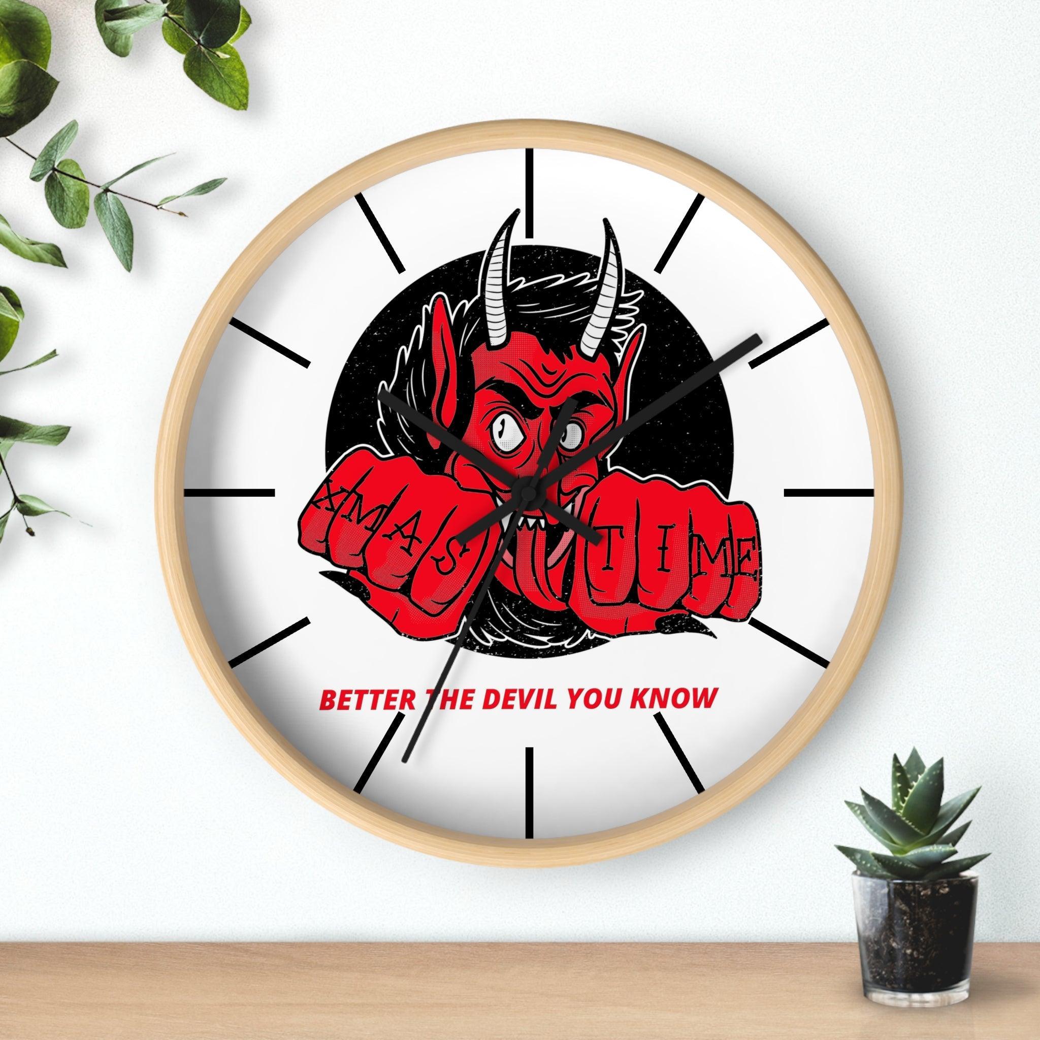 Better the devil you know Xmas time - Wall Clock - Witty Twisters Fashions