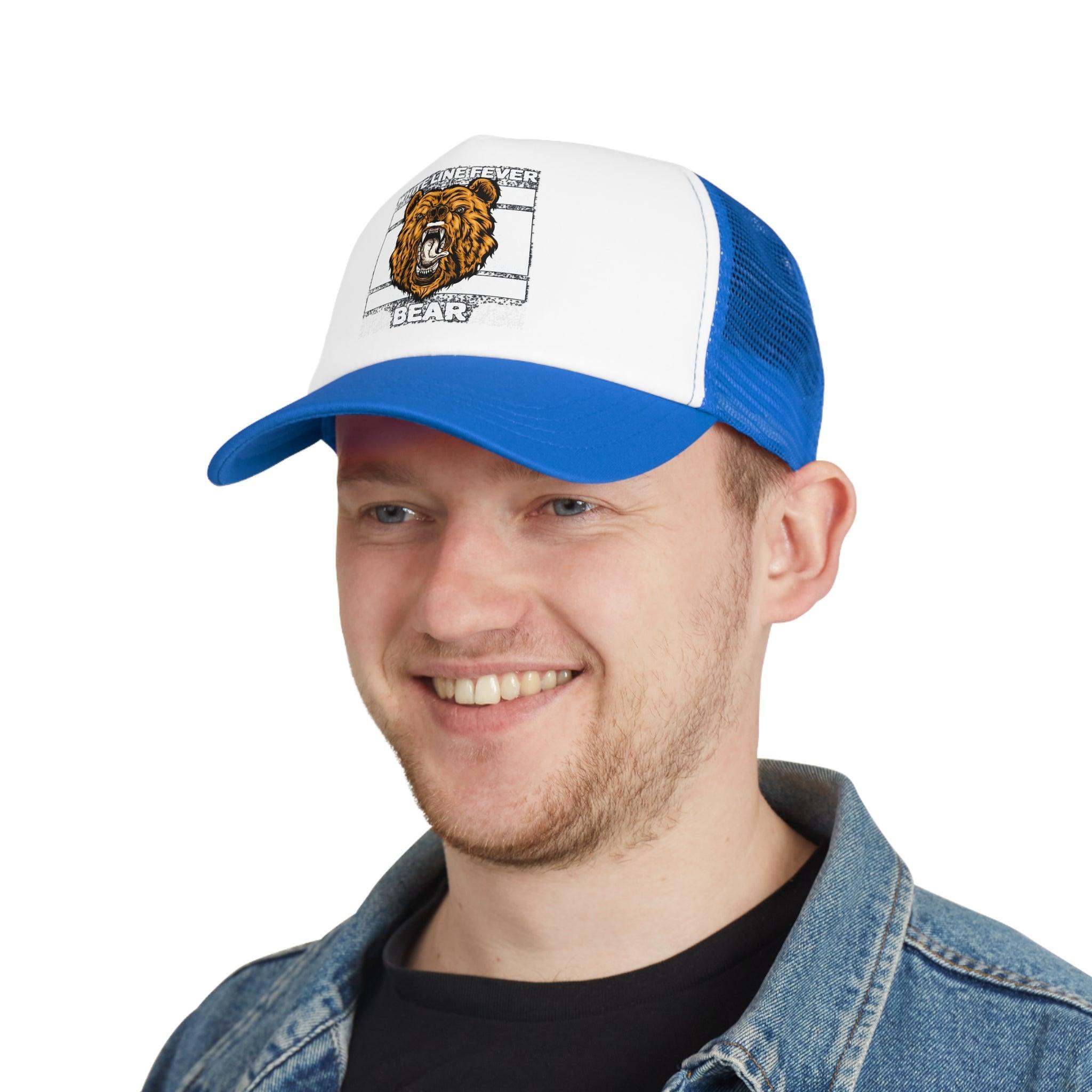 White Line Fever Bear - Mesh Trucker Hat - Witty Twisters Fashions