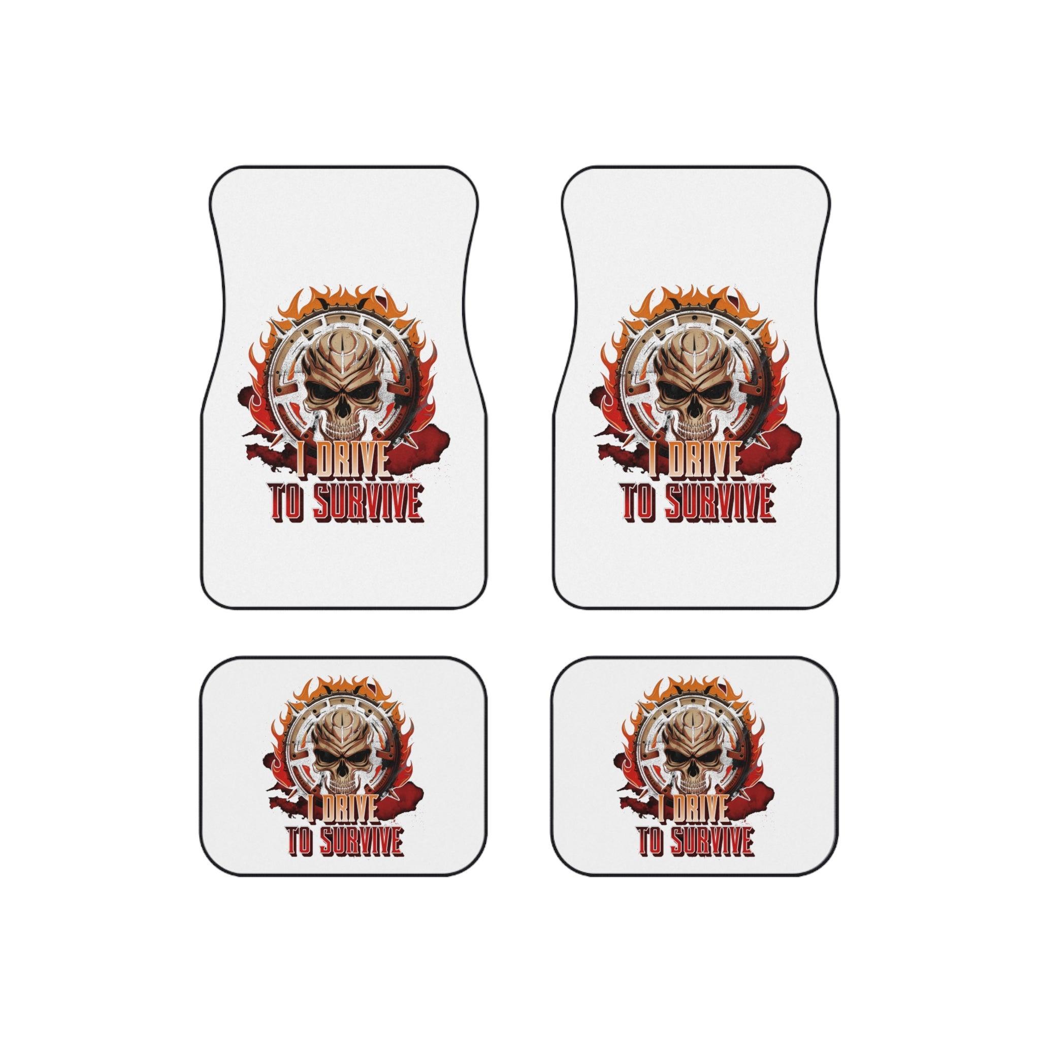 I Drive To Survive - Car Floor Mats Set of 4 - Witty Twisters Fashions