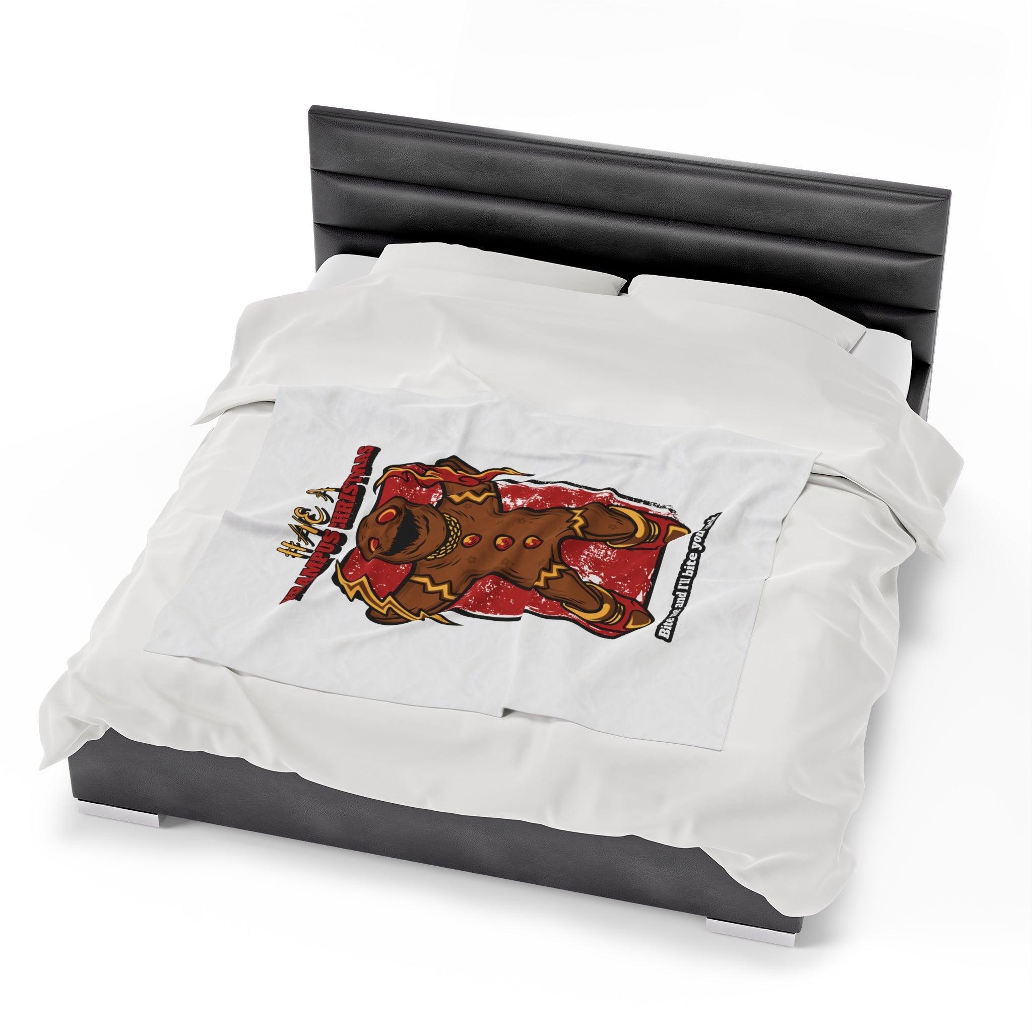 Have a Krampus Christmas Bite me and I'll bite you back. - Velveteen Plush Blanket - Witty Twisters Fashions