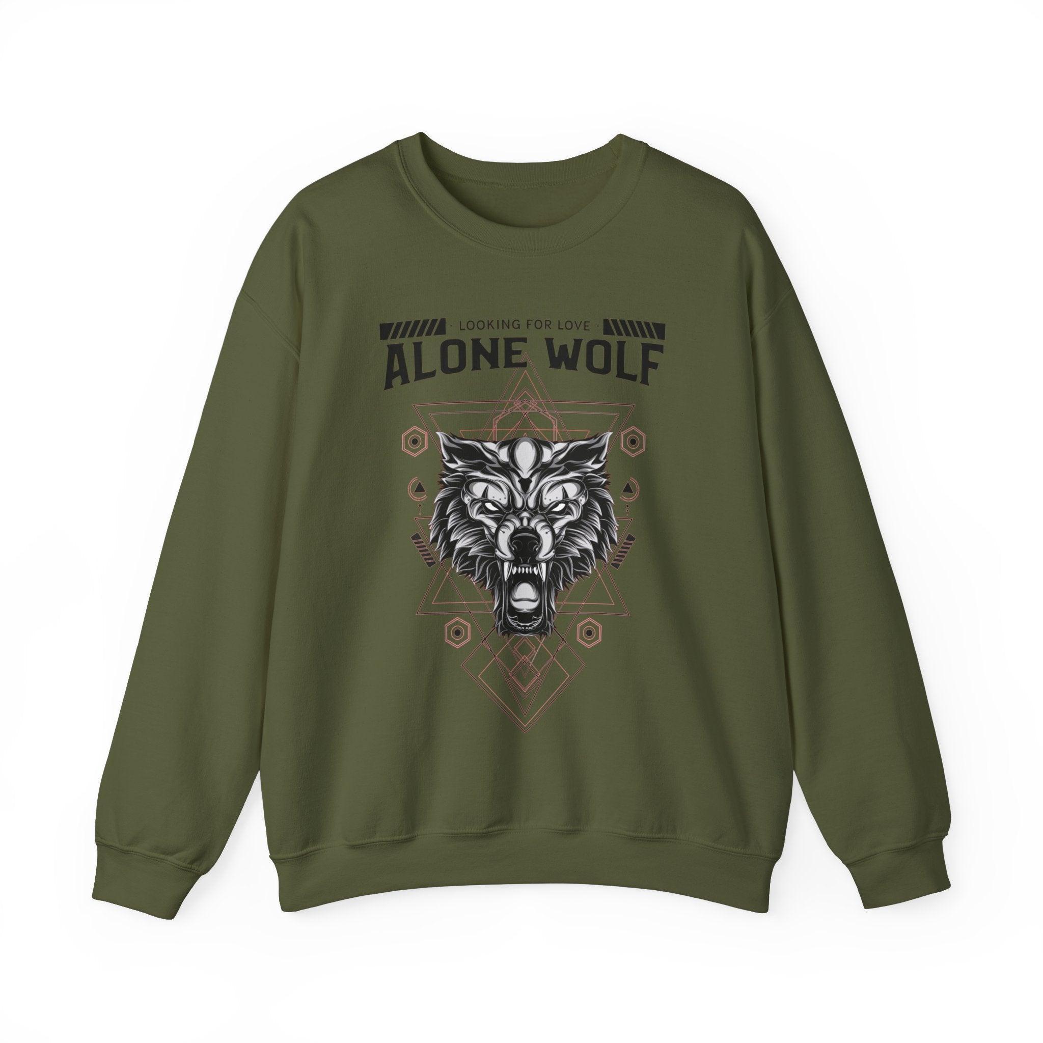 Alone Wolf Looking For Love - Sweatshirt - Witty Twisters Fashions