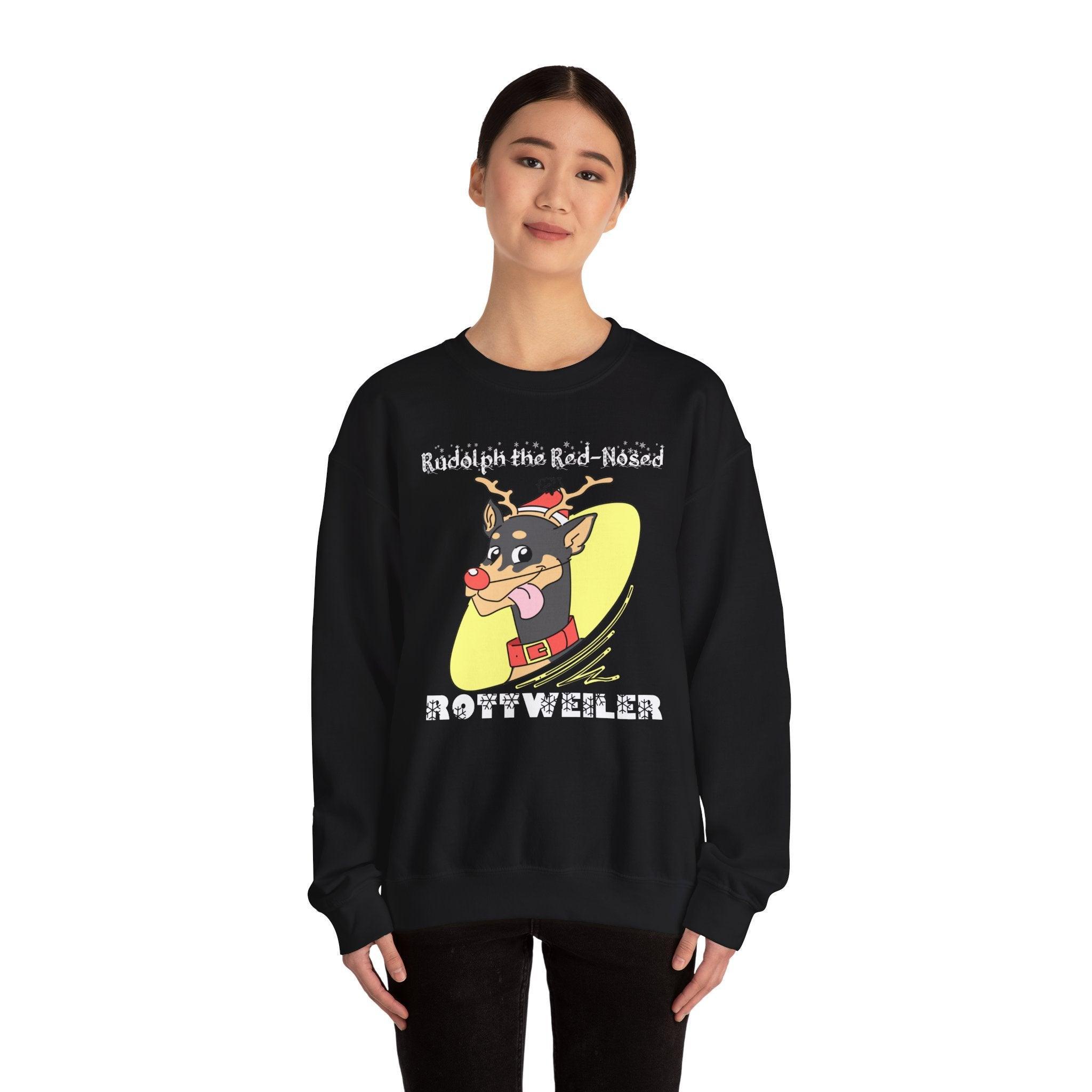 Rudolph The Red-Nosed Rottweiler - Sweatshirt - Witty Twisters Fashions
