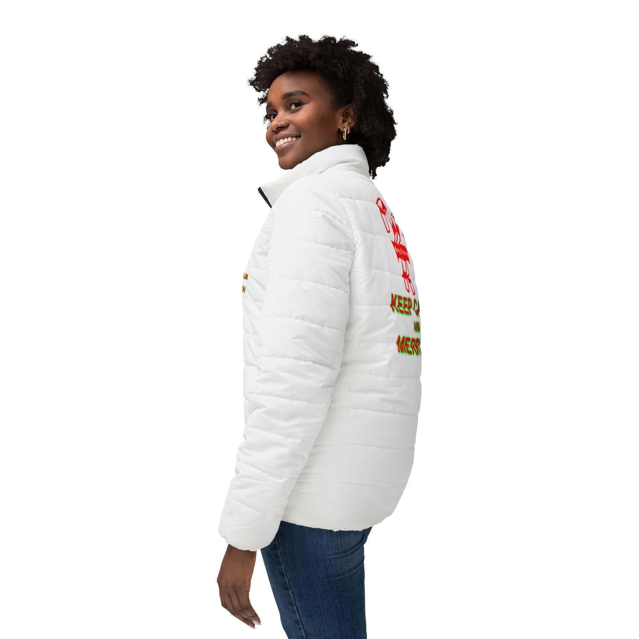 Keep Calm and Merry On - Women’s Puffer Jacket - Witty Twisters Fashions