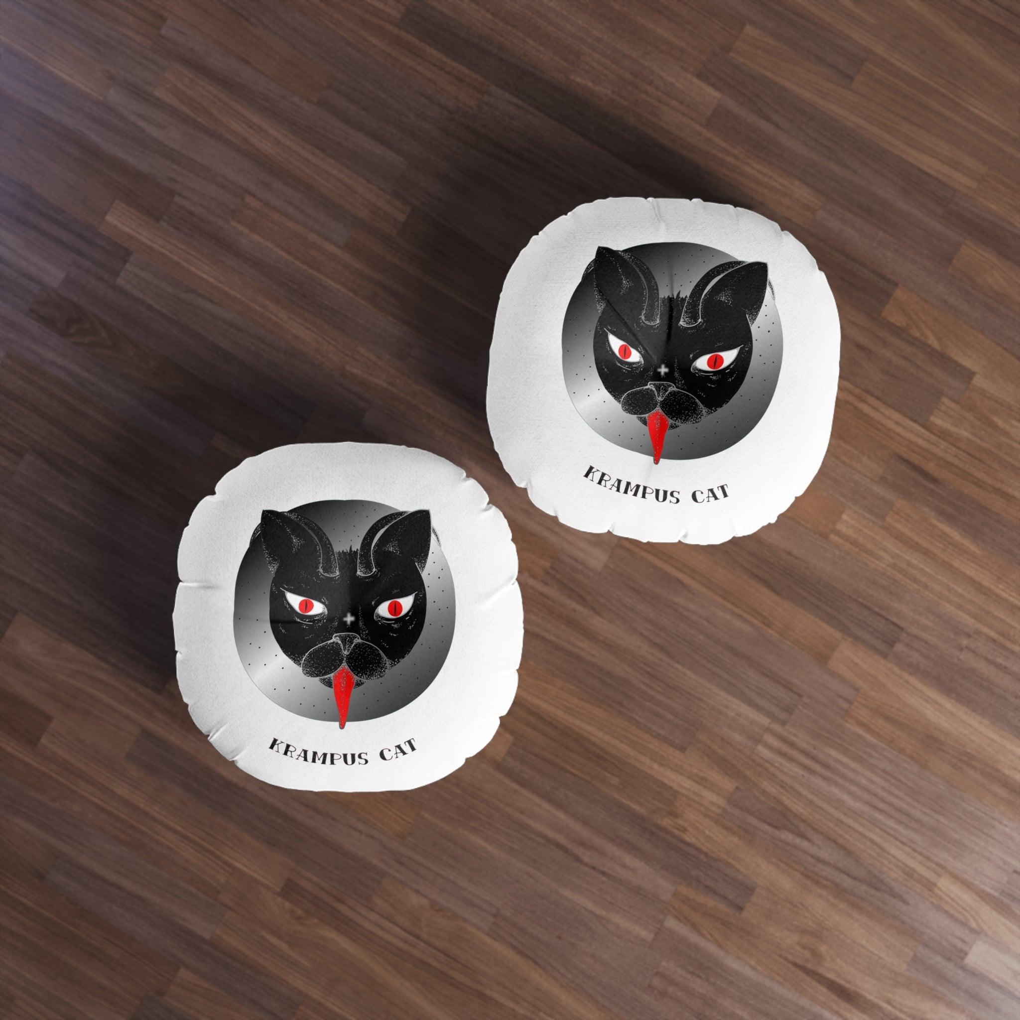 Krampus Cat - Tufted Floor Pillow, Round - Witty Twisters Fashions