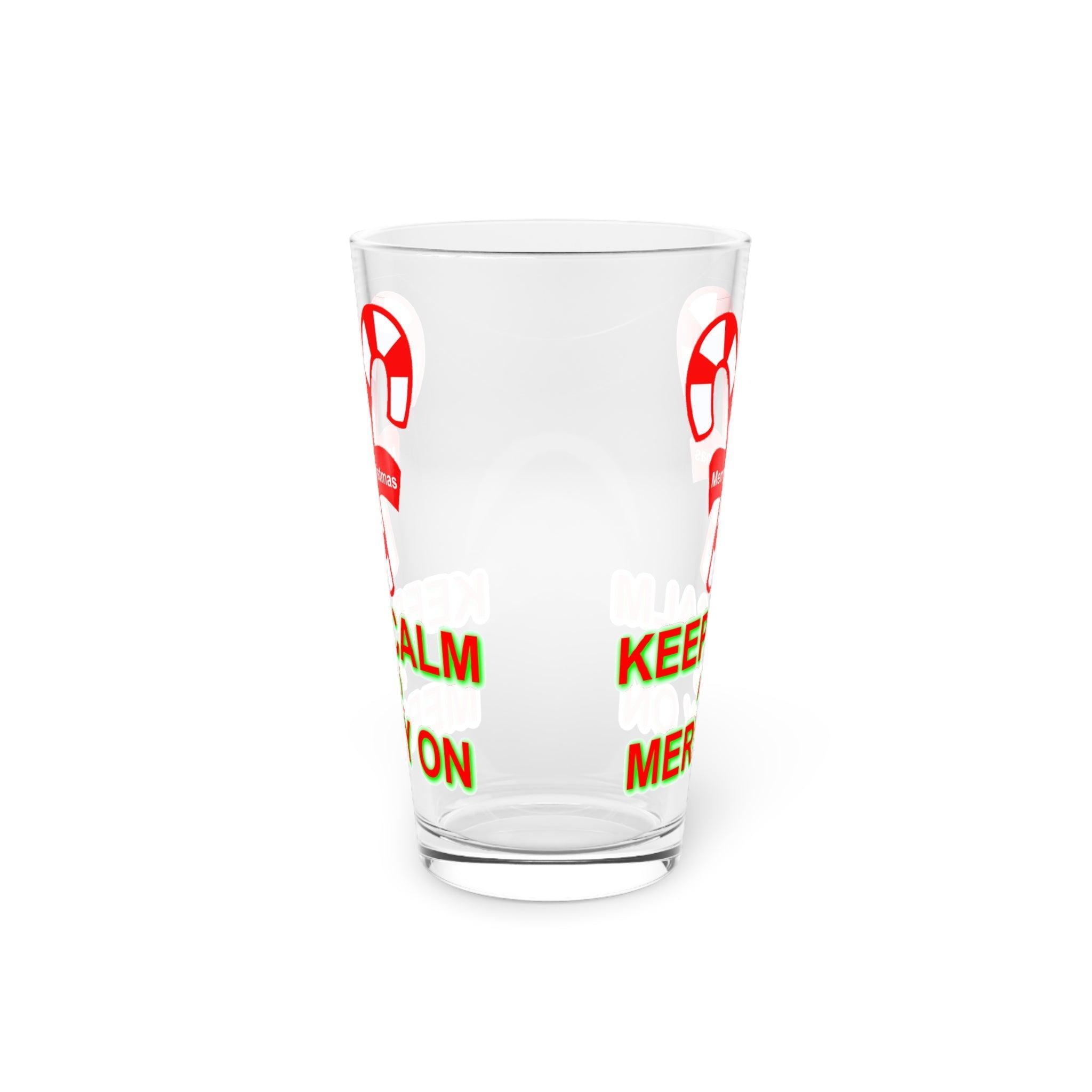 Keep Calm and Merry On - 16oz Pint Glass - Witty Twisters Fashions