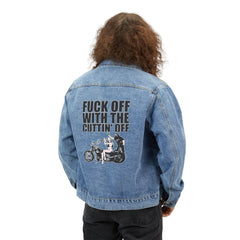 Fuck off with the cuttin' off - Men's Denim Jean Jacket - Witty Twisters Fashions