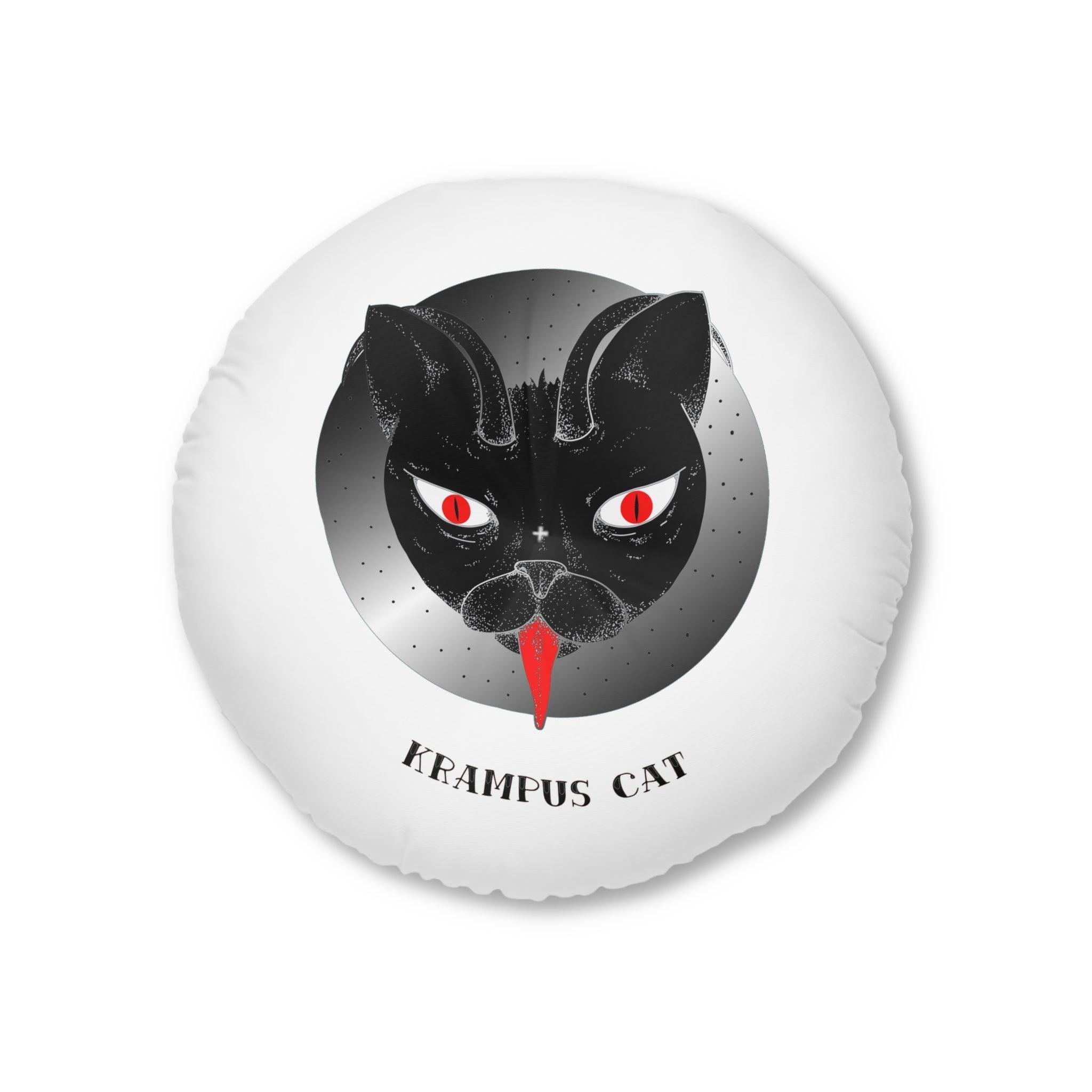 Krampus Cat - Tufted Floor Pillow, Round - Witty Twisters Fashions