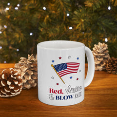 Red, white and blow me - Ceramic Coffee Mug 11oz, 15oz - Witty Twisters Fashions