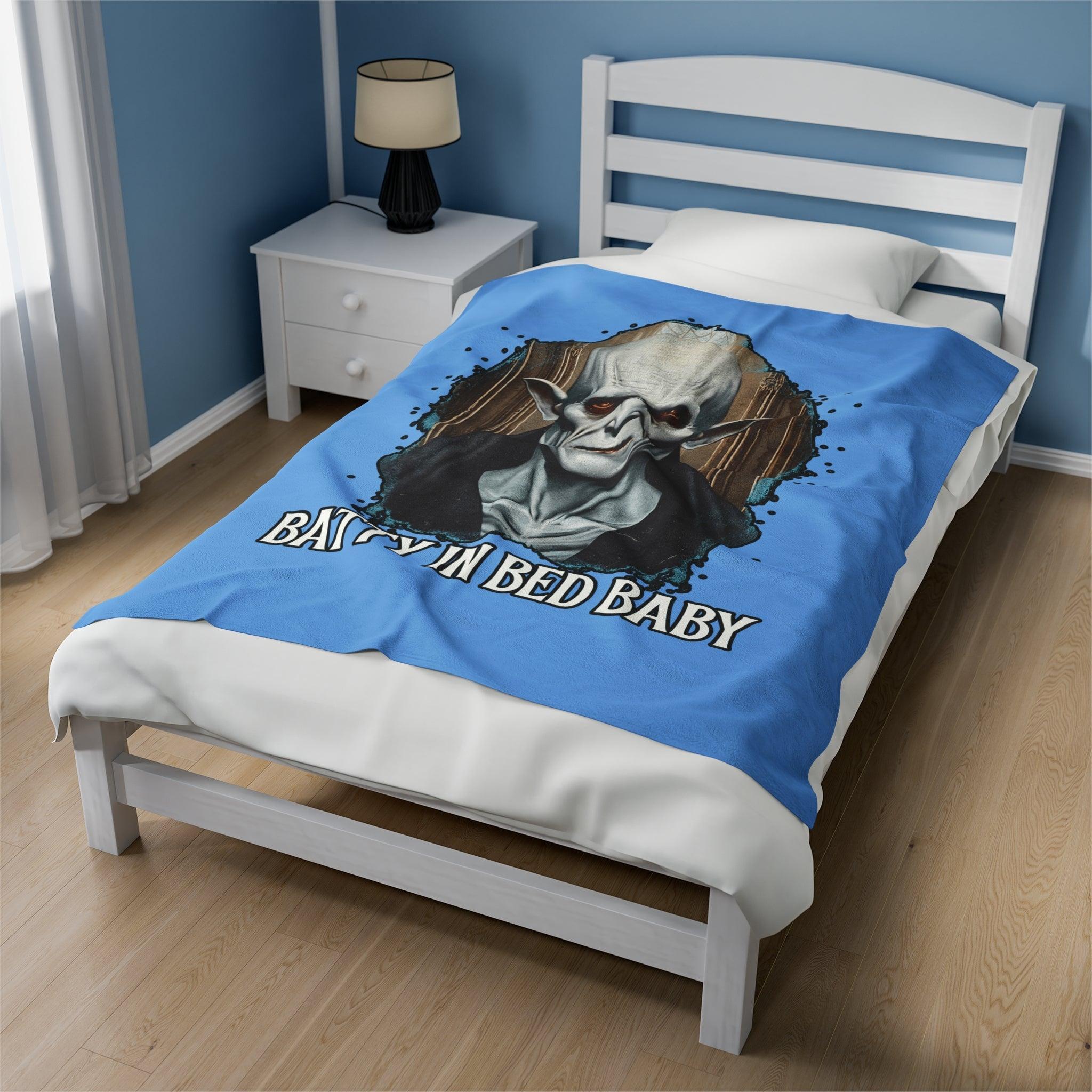 Batty In Bed Baby - Velveteen Plush Blanket - Witty Twisters Fashions