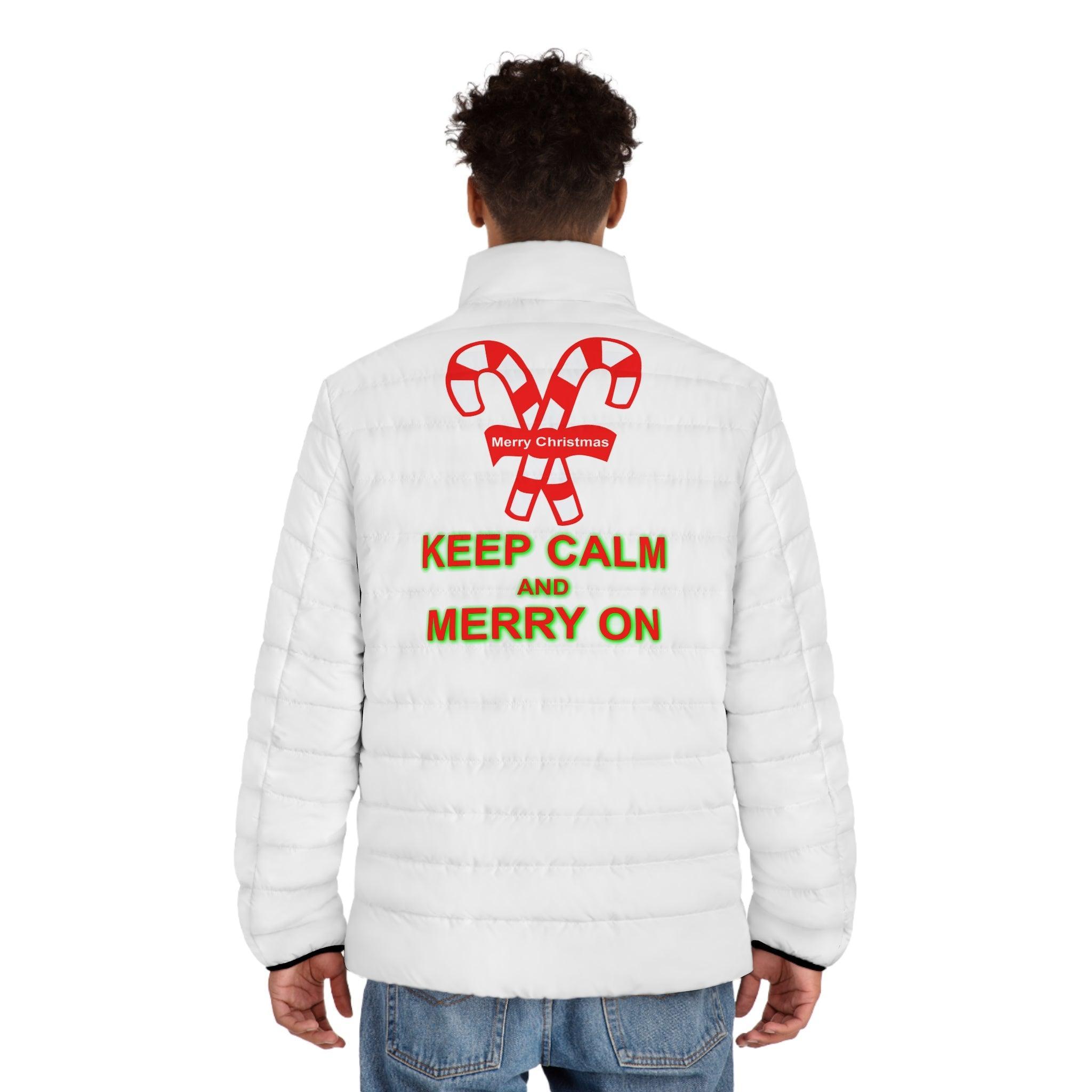 Keep Calm and Merry On - Men’s Puffer Jacket - Witty Twisters Fashions