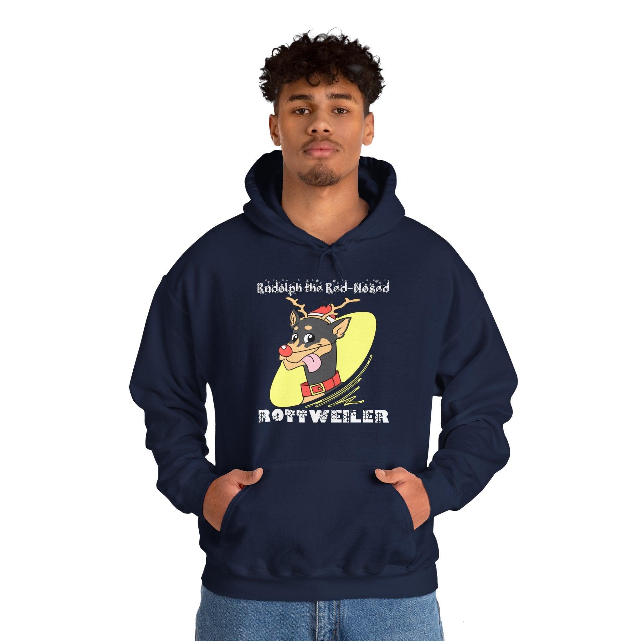 Rudolph The Red-Nosed Rottweiler - Hoodie - Witty Twisters Fashions