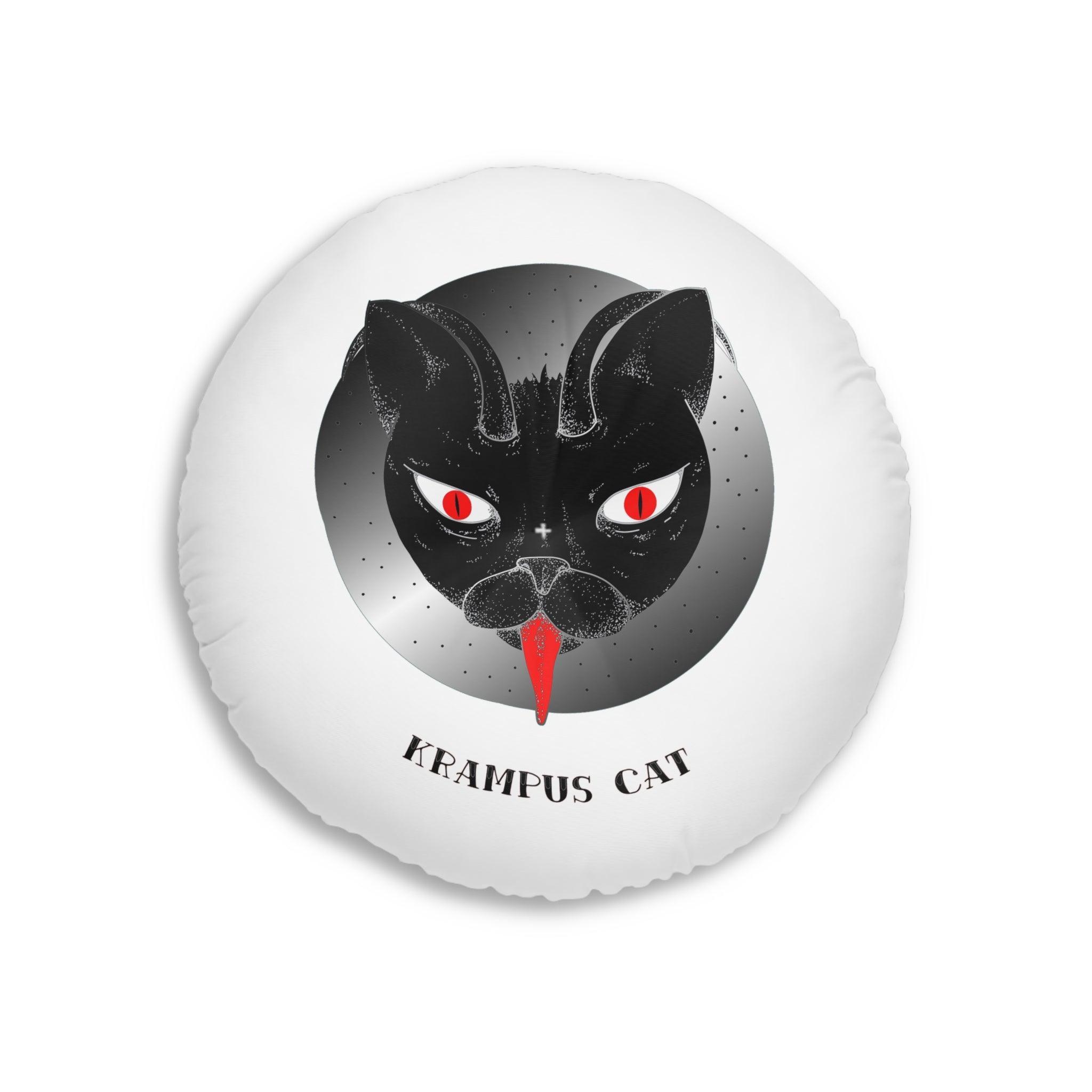 Krampus Cat - Tufted Floor Pillow, Round - Witty Twisters Fashions